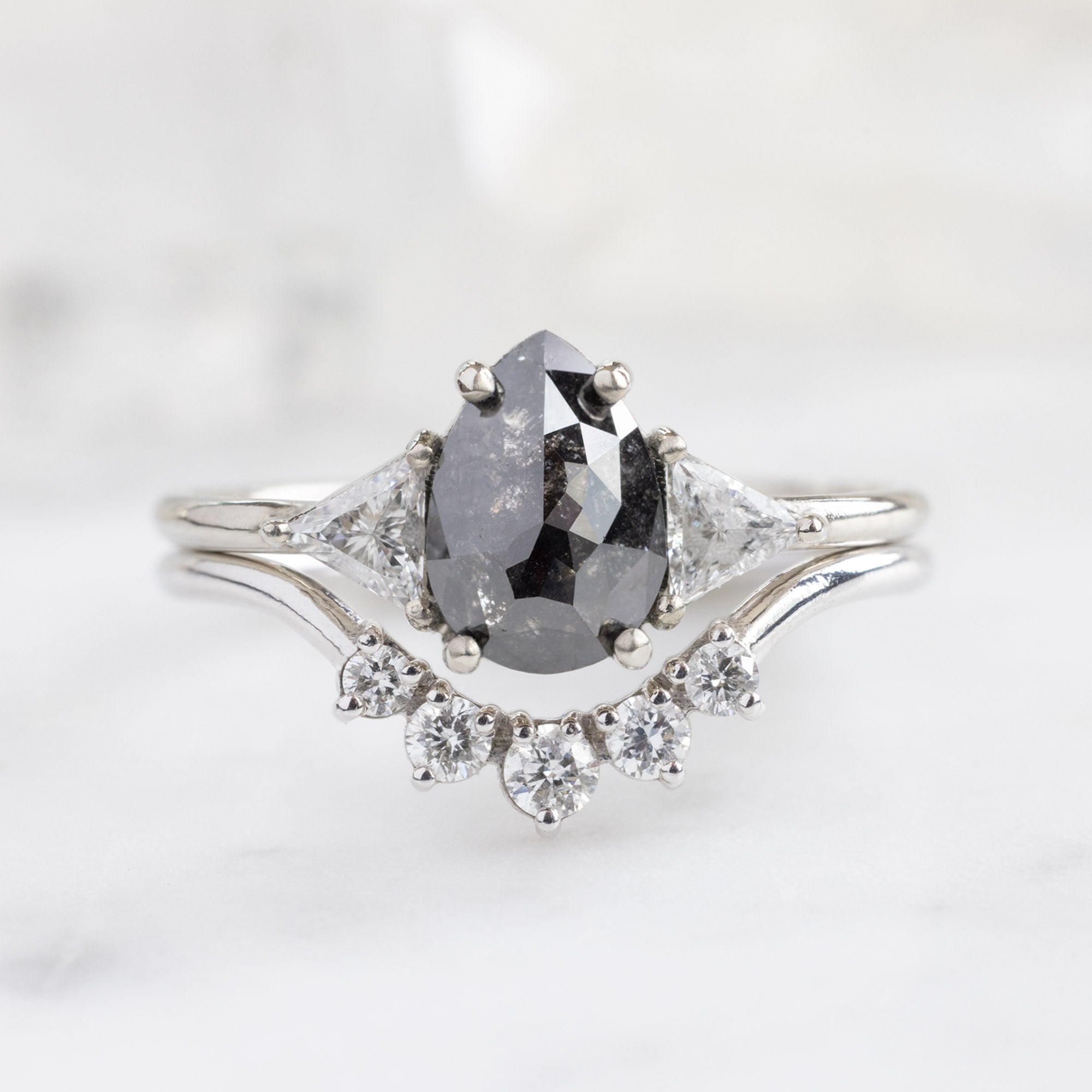 Alexis Russell Engagement Rings The Jade Ring | 1.39ct Pear Black Diamond in 14K White Gold