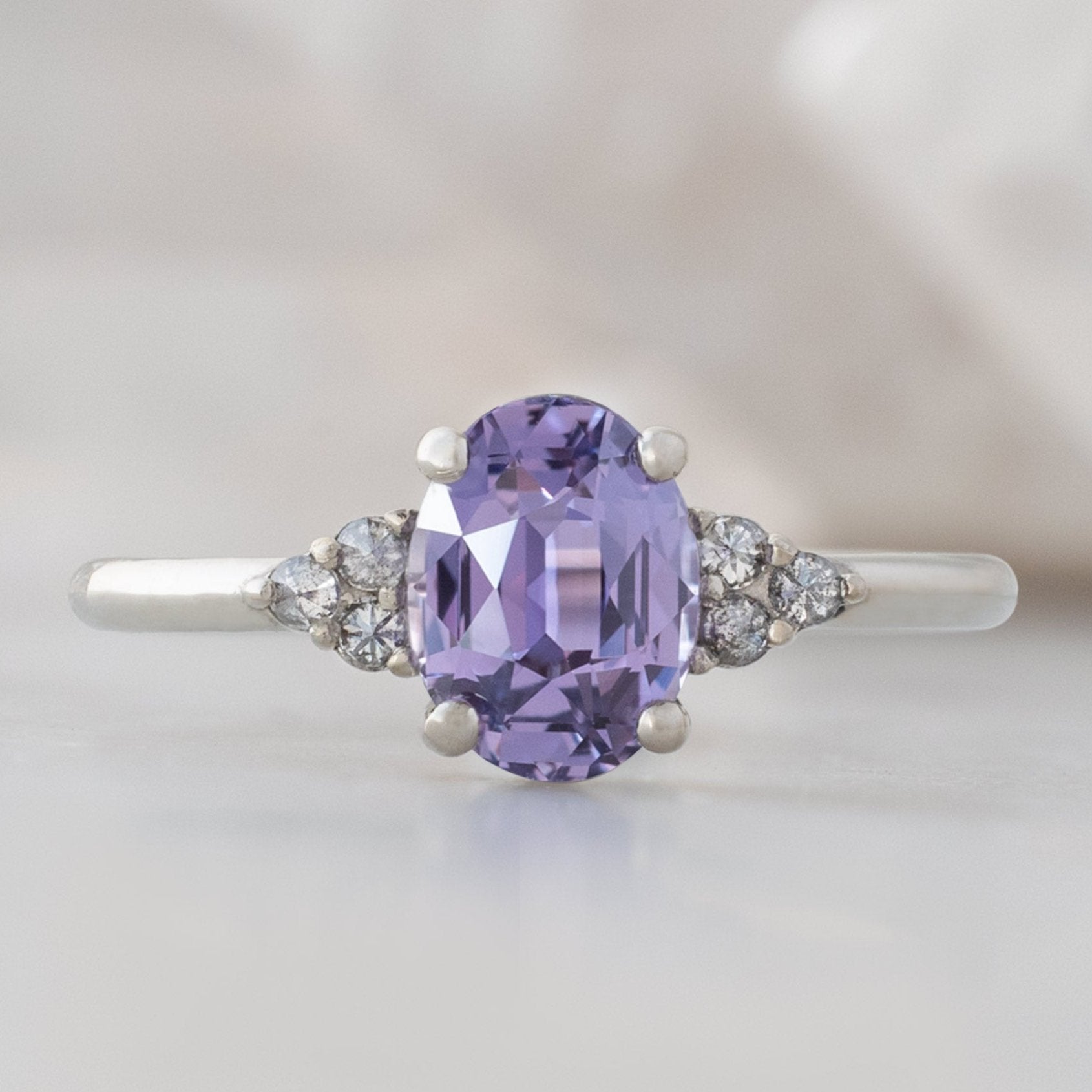 Alexis Russell Engagement Rings The Ivy Ring | 1.29ct Oval Cut Violet Sapphire in 14K White Gold