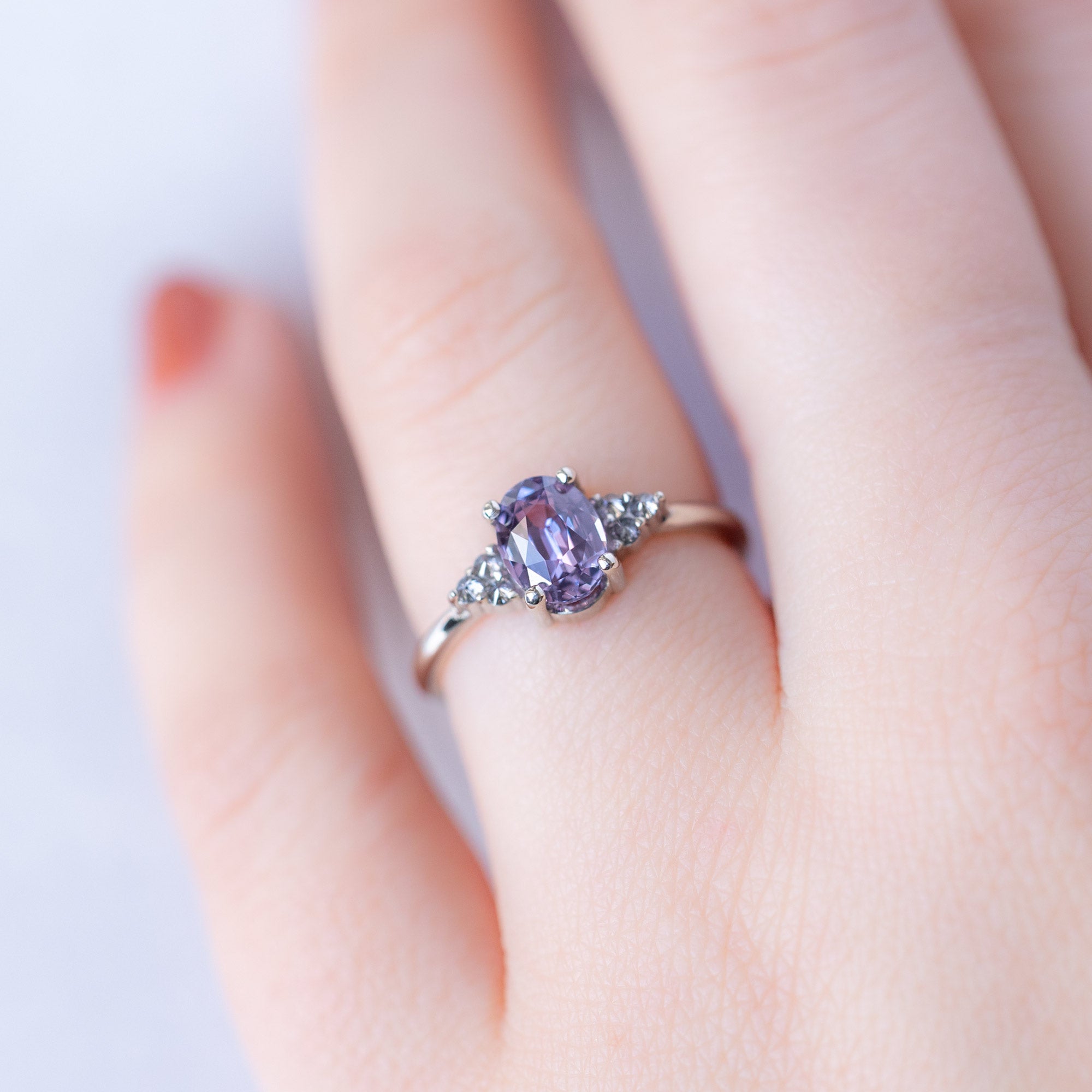 Alexis Russell Engagement Rings The Ivy Ring | 1.29ct Oval Cut Violet Sapphire in 14K White Gold