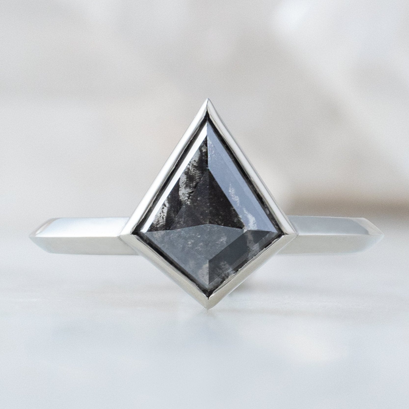 Alexis Russell Engagement Rings The Hazel Ring | 1.8ct Kite Black Diamond in 14K White Gold