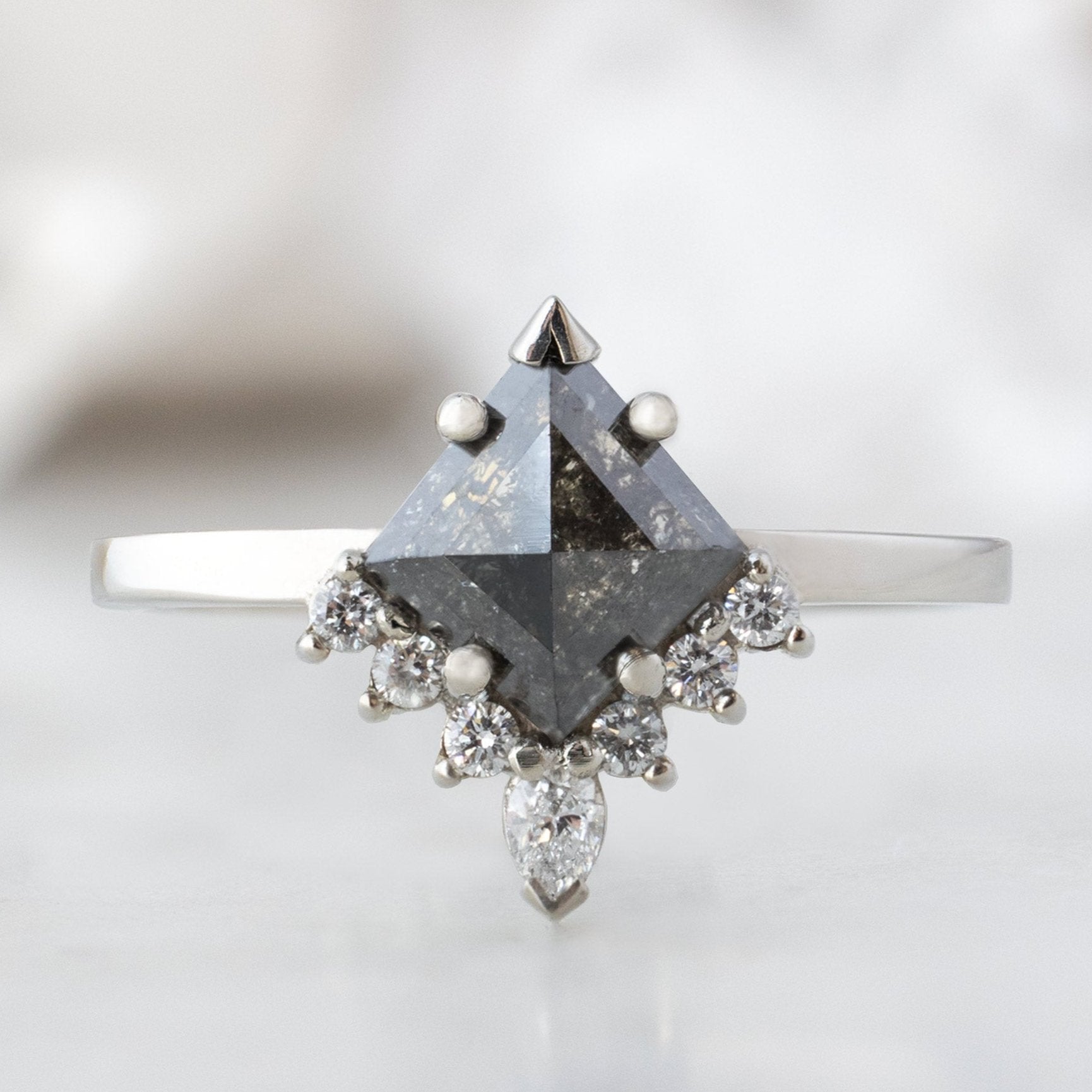 Alexis Russell Engagement Rings The Aster Ring | 1.23ct Kite Black Diamond in 14K White Gold