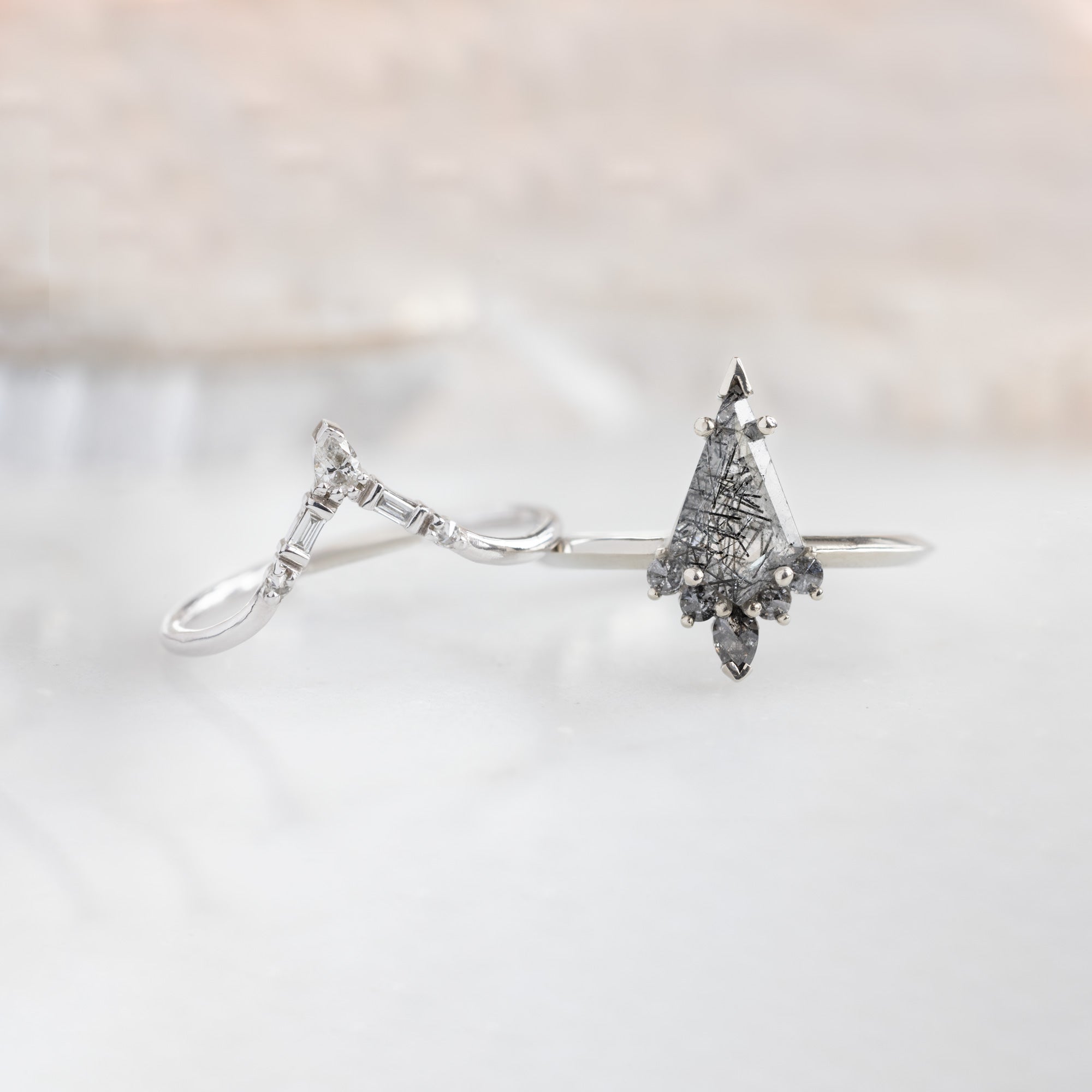 Alexis Russell Engagement Rings The Aster Ring | 1.09ct Kite Tourmaline in Quartz in 14K White Gold