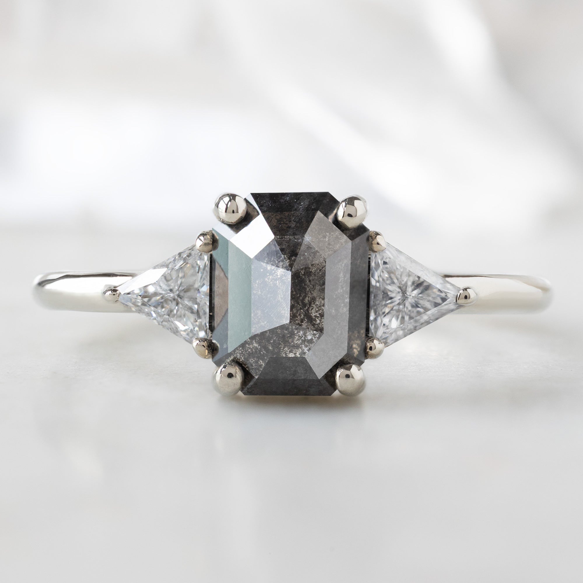 Alexis Russell Engagement Rings The Jade Ring | 1.26ct Emerald Cut Black Diamond in 14K White Gold