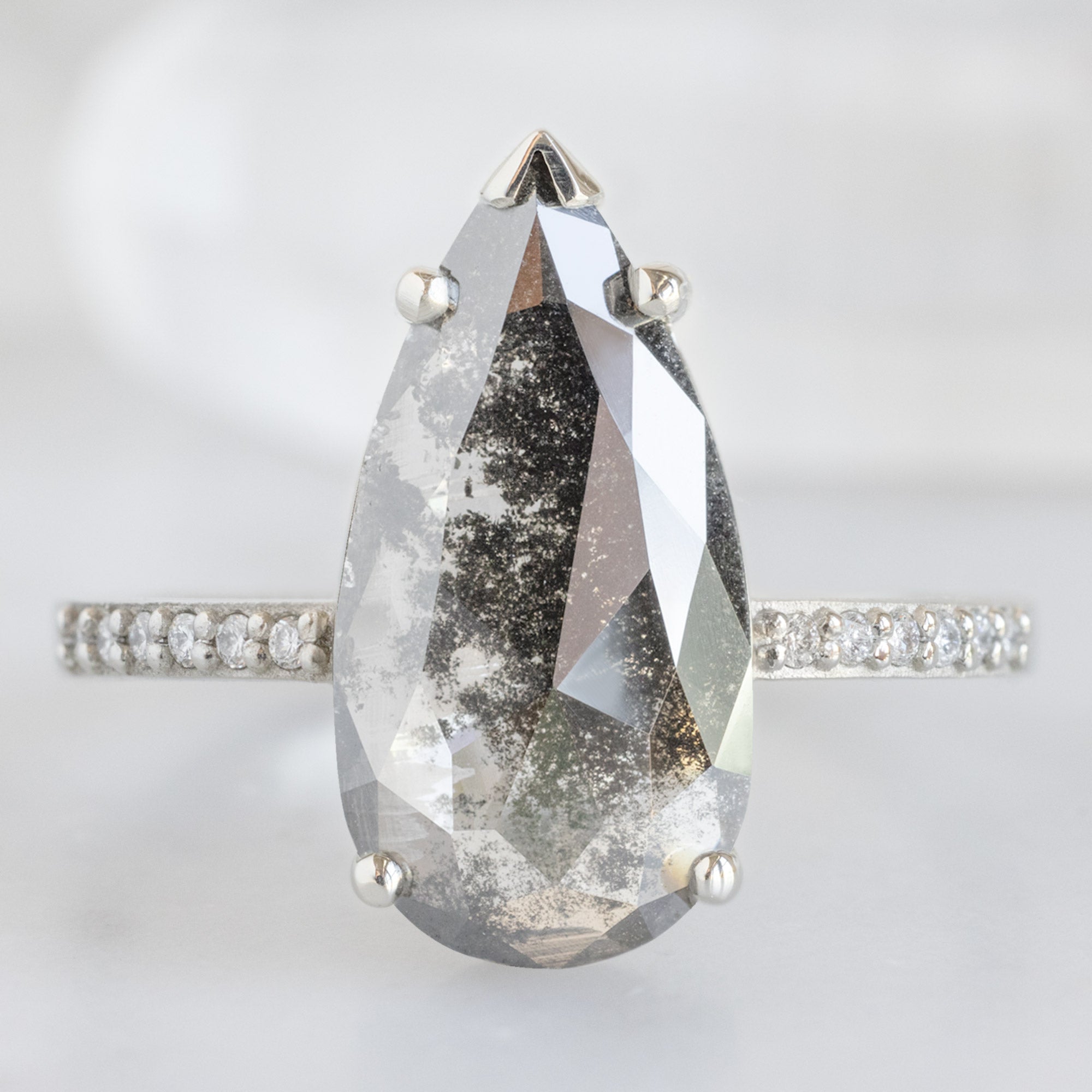 Alexis Russell Engagement Rings The Willow Ring | 2.87ct Lab Grown Salt and Pepper Pear in 14K White Gold