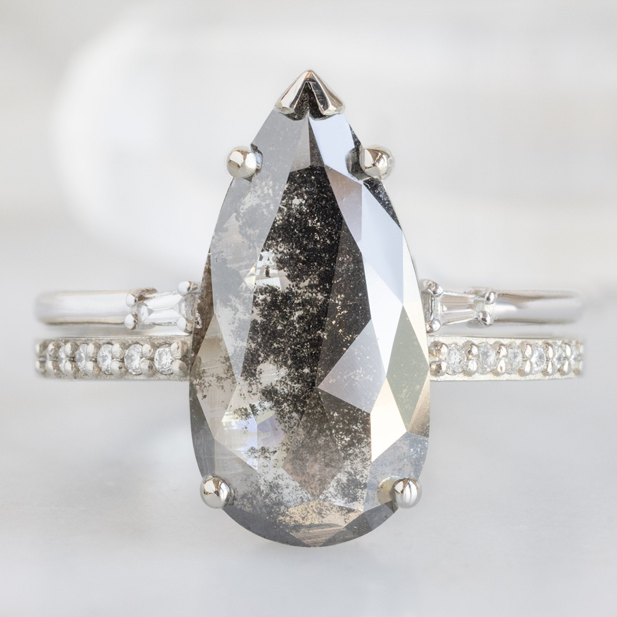 Alexis Russell Engagement Rings The Willow Ring | 2.87ct Lab Grown Salt and Pepper Pear in 14K White Gold