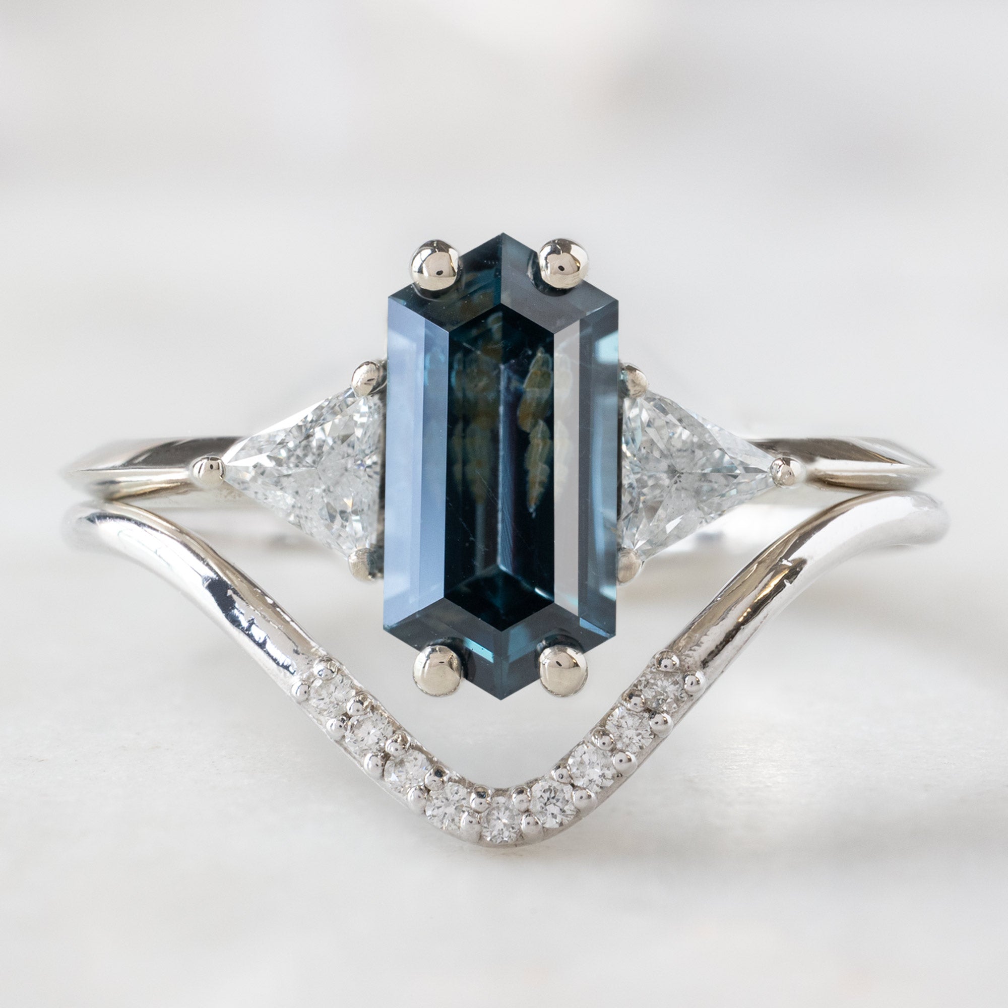 Alexis Russell Engagement Rings The Jade Ring | 1.11ct Hexagonal Blue Spinel in 14K White Gold