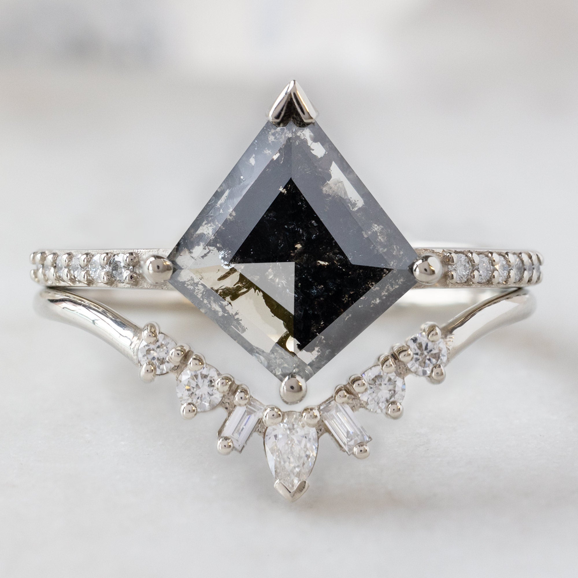Alexis Russell Engagement Rings The Willow Ring | 1.42ct Kite Salt and Pepper Diamond in 14K White Gold