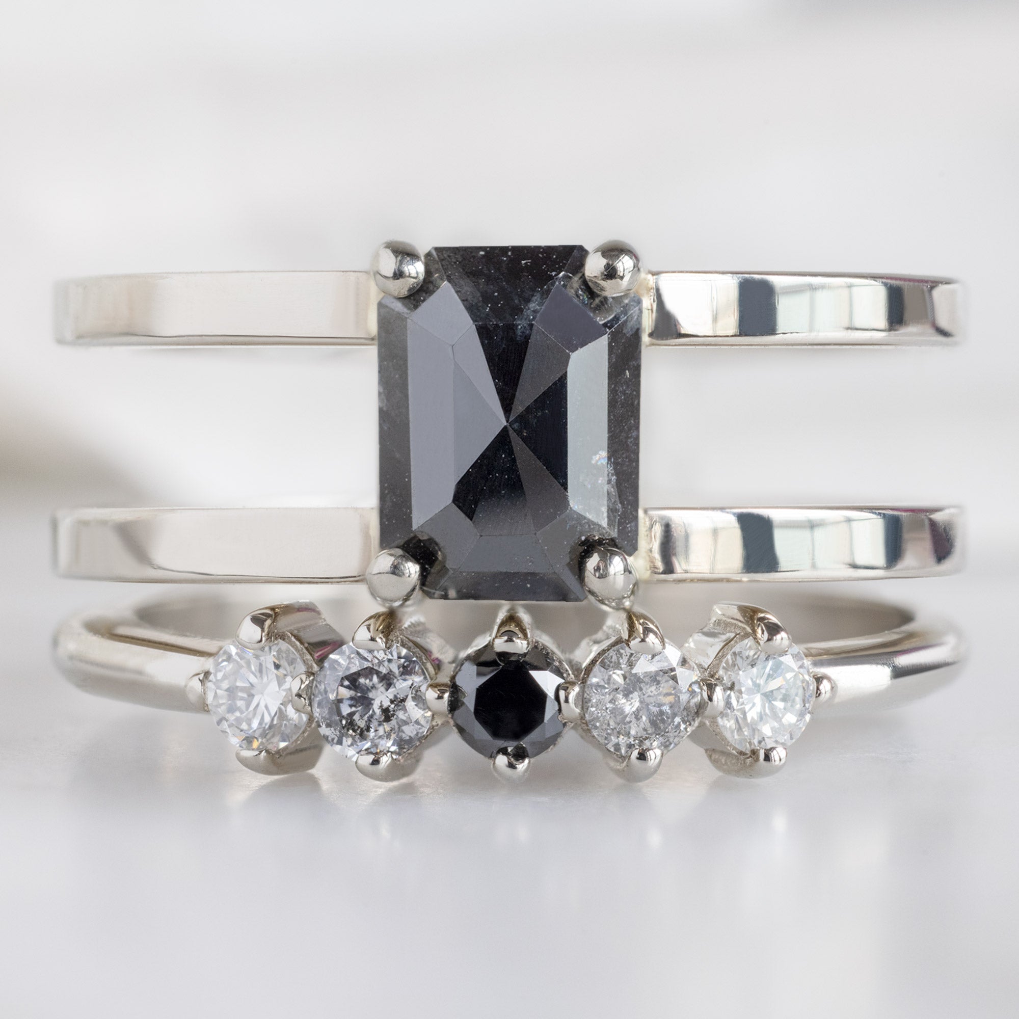 Alexis Russell Engagement Rings The Poppy Ring | 1.44ct Emerald Cut Black Diamond in 14K White Gold