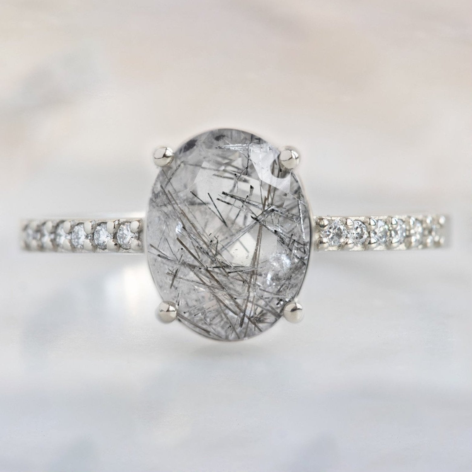 Alexis Russell Engagement Rings The Willow Ring | 1.82ct Oval Tourmaline in Quartz in 14K White Gold