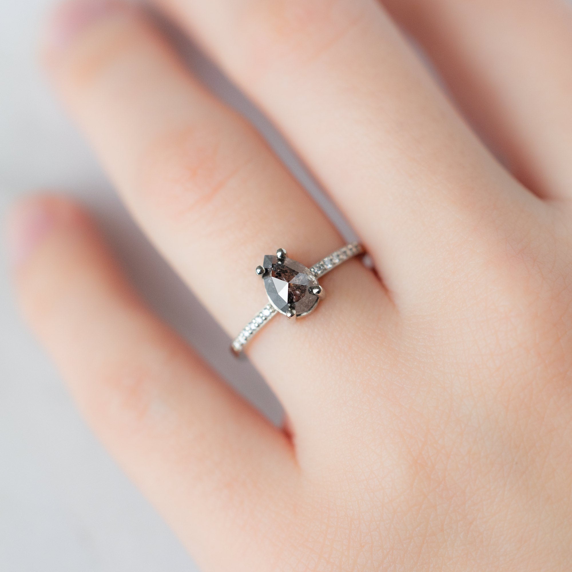 Alexis Russell  Engagement Rings The Willow Ring | Build Your Own Pear Salt and Pepper Diamond Engagement Ring