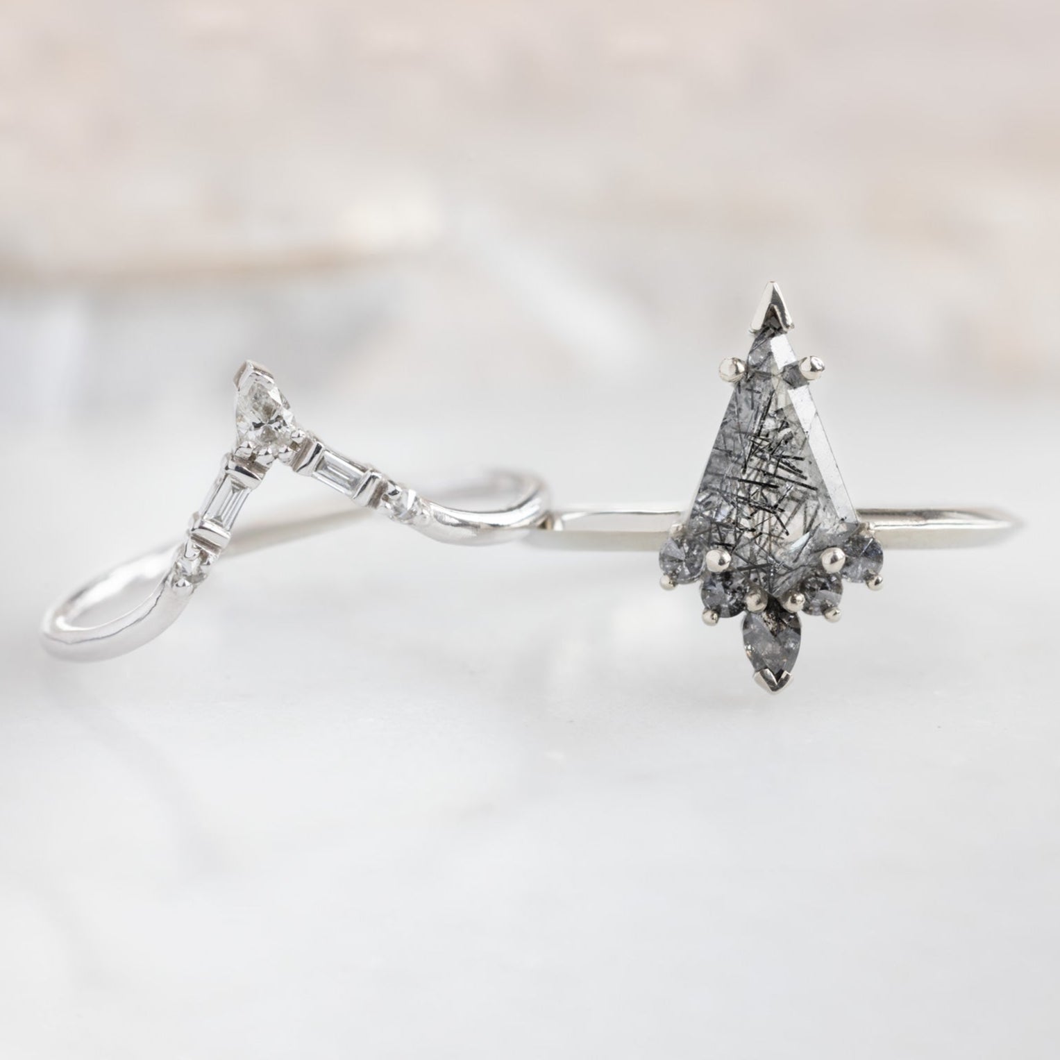 Alexis Russell Engagement Rings The Aster Ring | 1.10ct Kite Tourmaline in Quartz in 14K White Gold