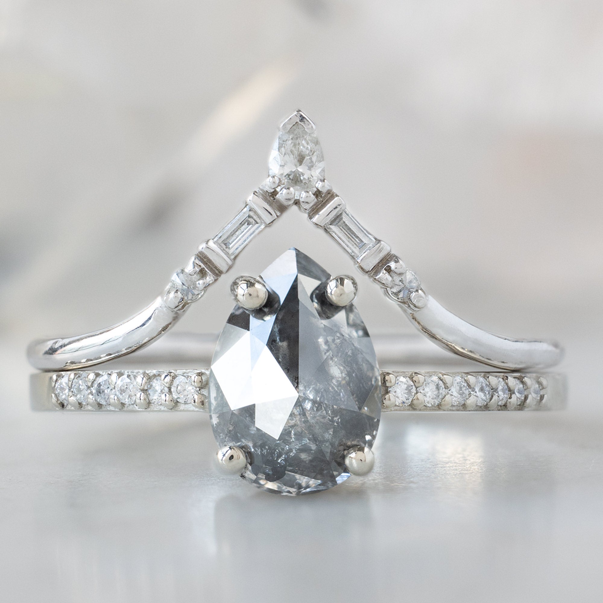 Alexis Russell Engagement Rings The Willow Ring | 1.32ct Pear Black Diamond in 14K White Gold