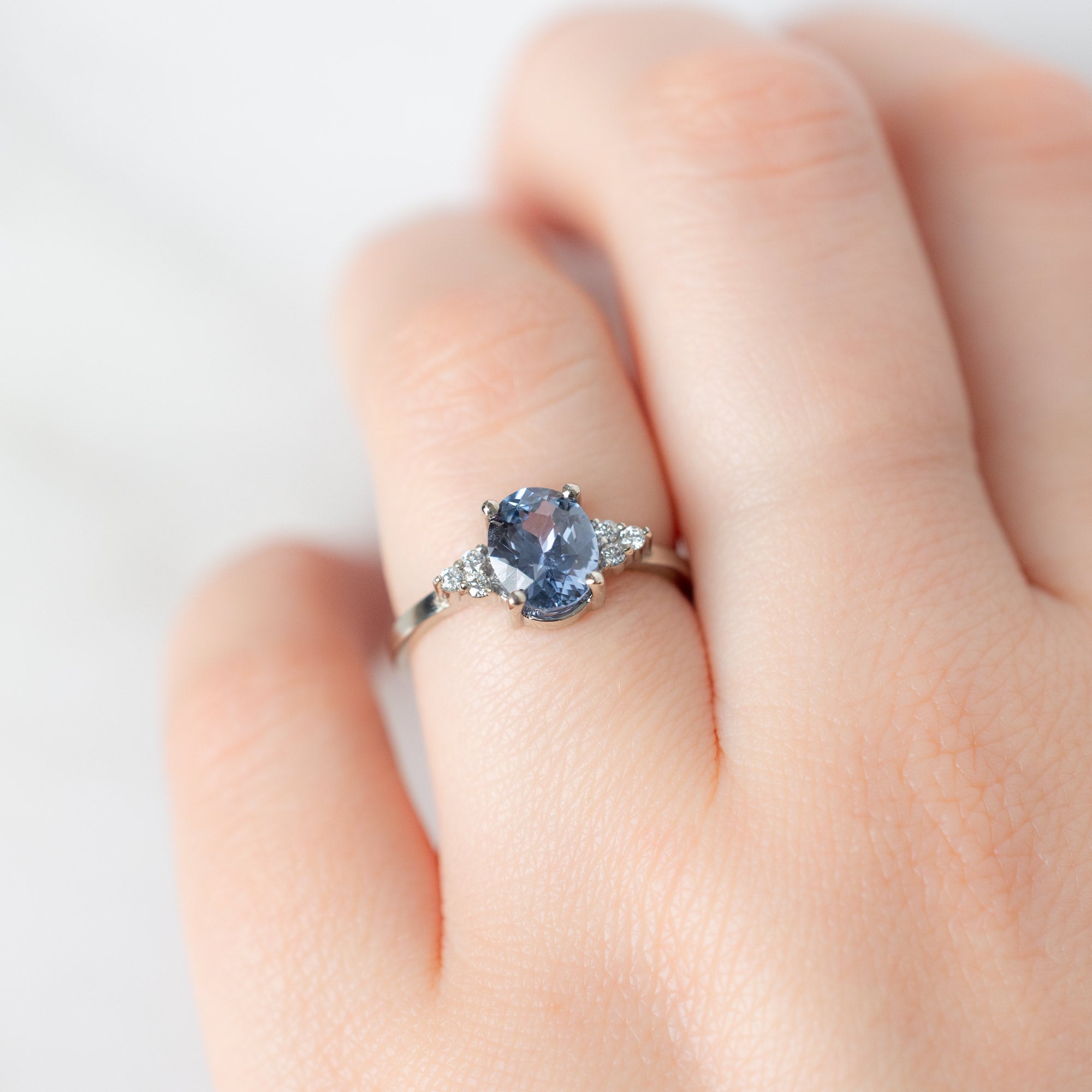 Alexis Russell Engagement Rings The Ivy Ring | 1.65ct Oval Purple Sapphire in 14K White Gold