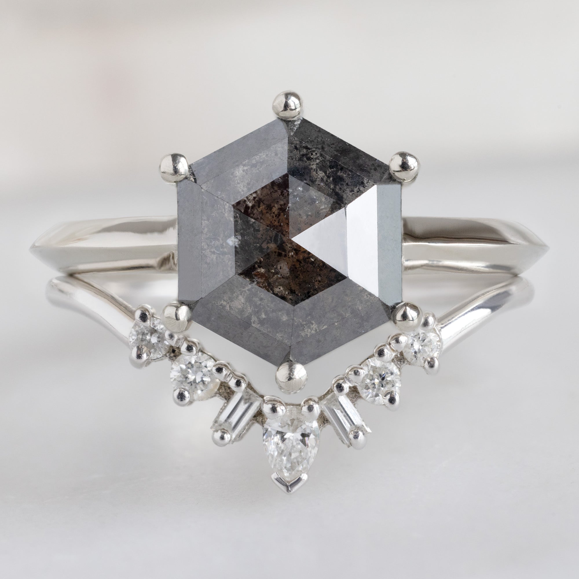 Alexis Russell  Engagement Rings The Bryn Ring | 2.33ct Black Hexagon Diamond in 14K White Gold