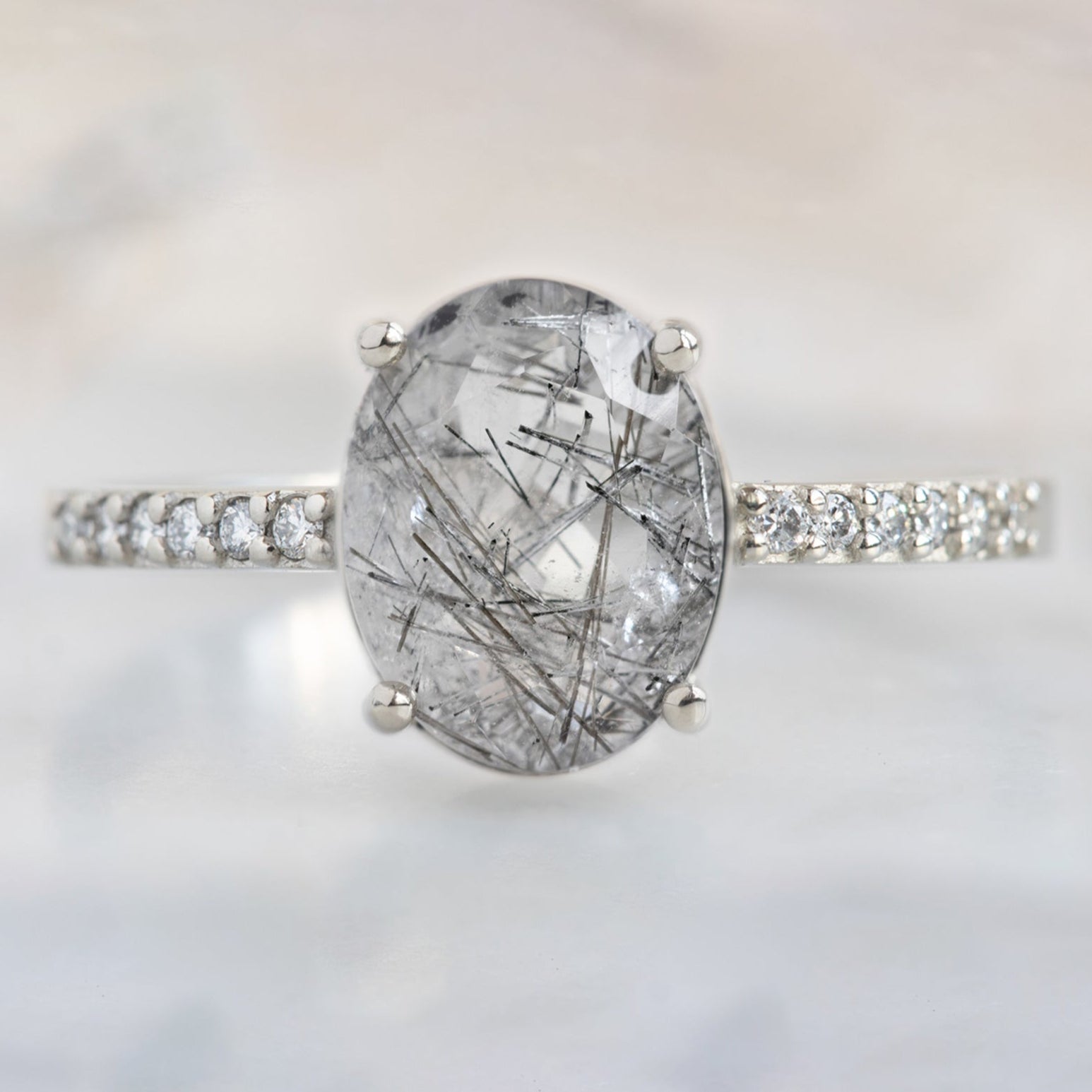 Alexis Russell  Engagement Rings The Willow Ring | 1.58ct Oval Tourmaline in Quartz in 14K White Gold