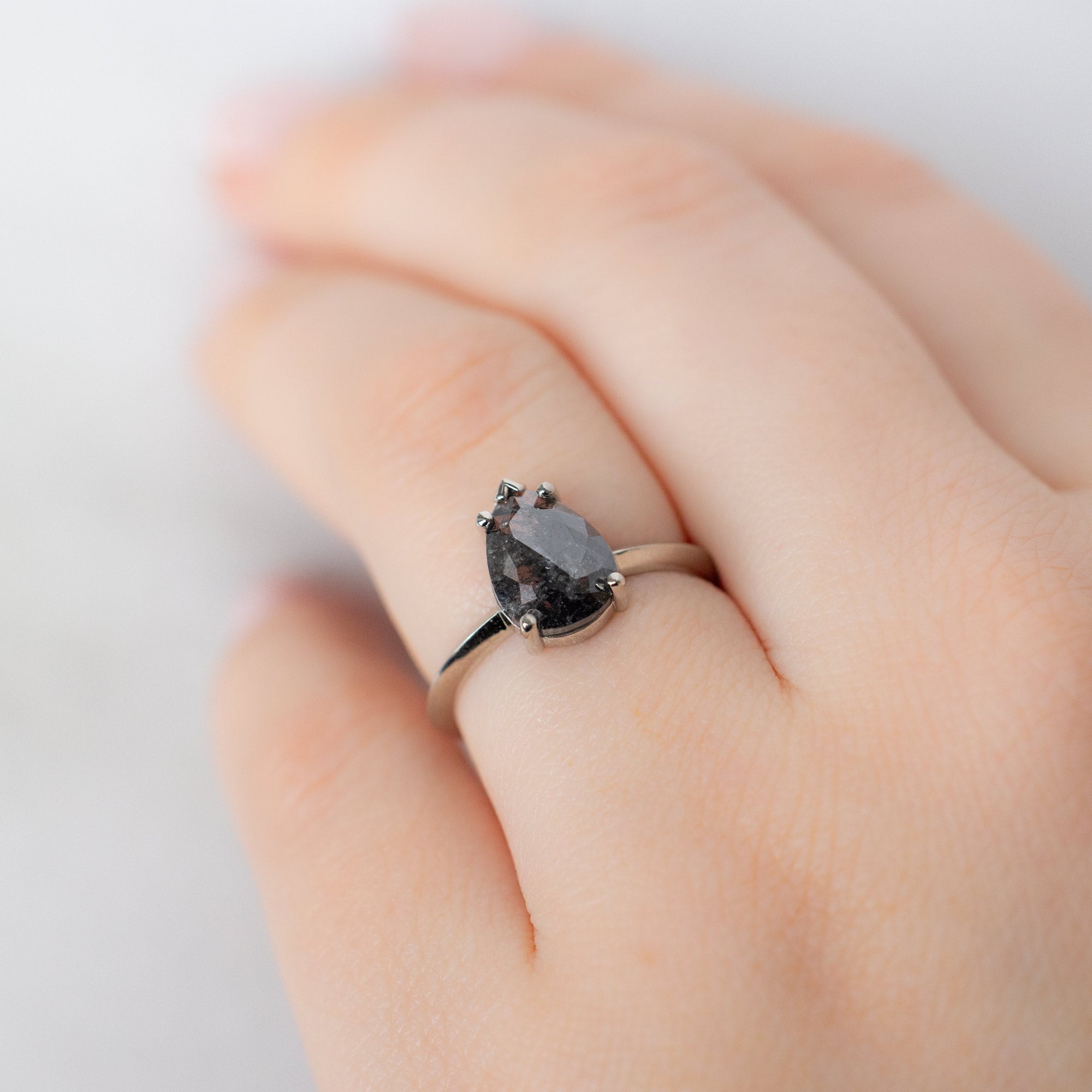Alexis Russell  Engagement Rings The Sage Ring | 1.83ct Pear Black Diamond in 14K White Gold