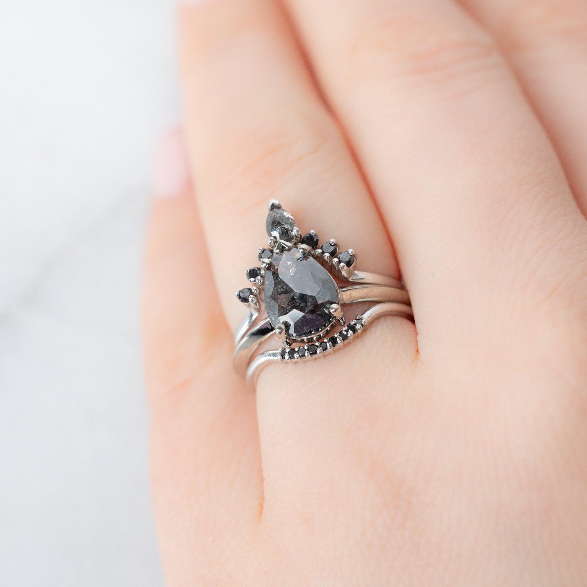 Alexis Russell  Engagement Rings The Sage Ring | 1.83ct Pear Black Diamond in 14K White Gold