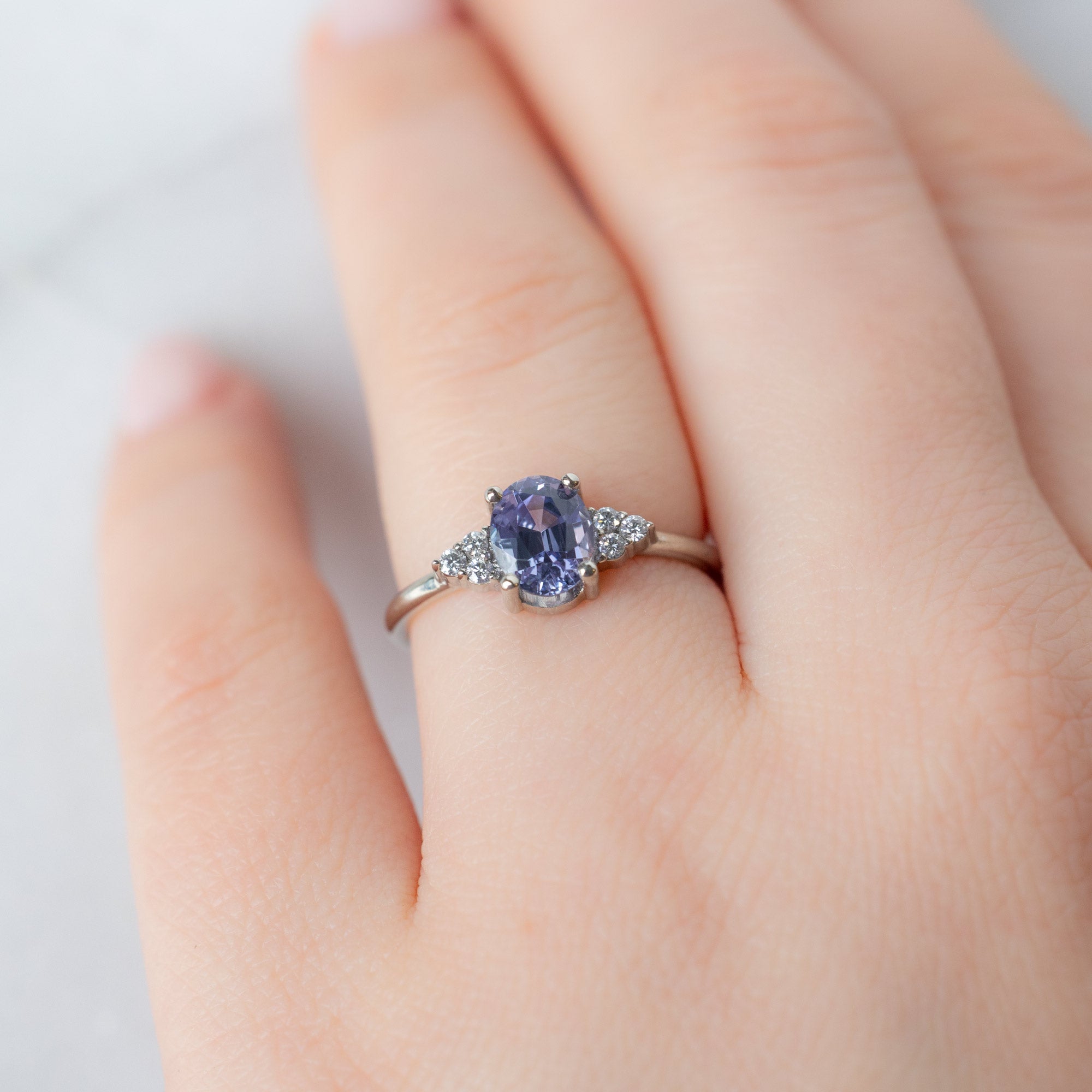 Alexis Russell  Engagement Rings The Ivy Ring | 1.08ct Oval Tanzanite in 14K White Gold