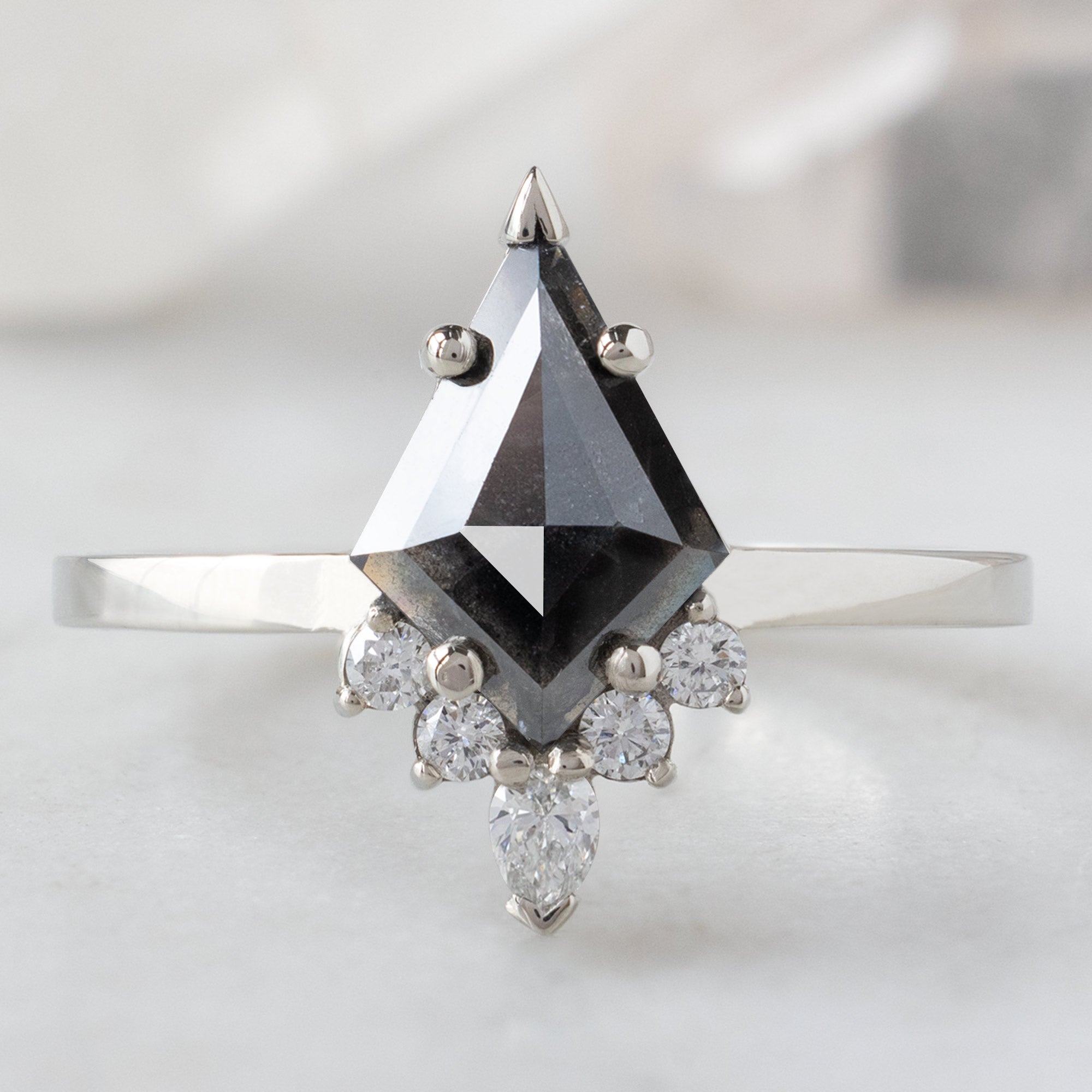 Alexis Russell  Engagement Rings The Aster Ring | 0.90ct Kite Black Diamond in 14K White Gold