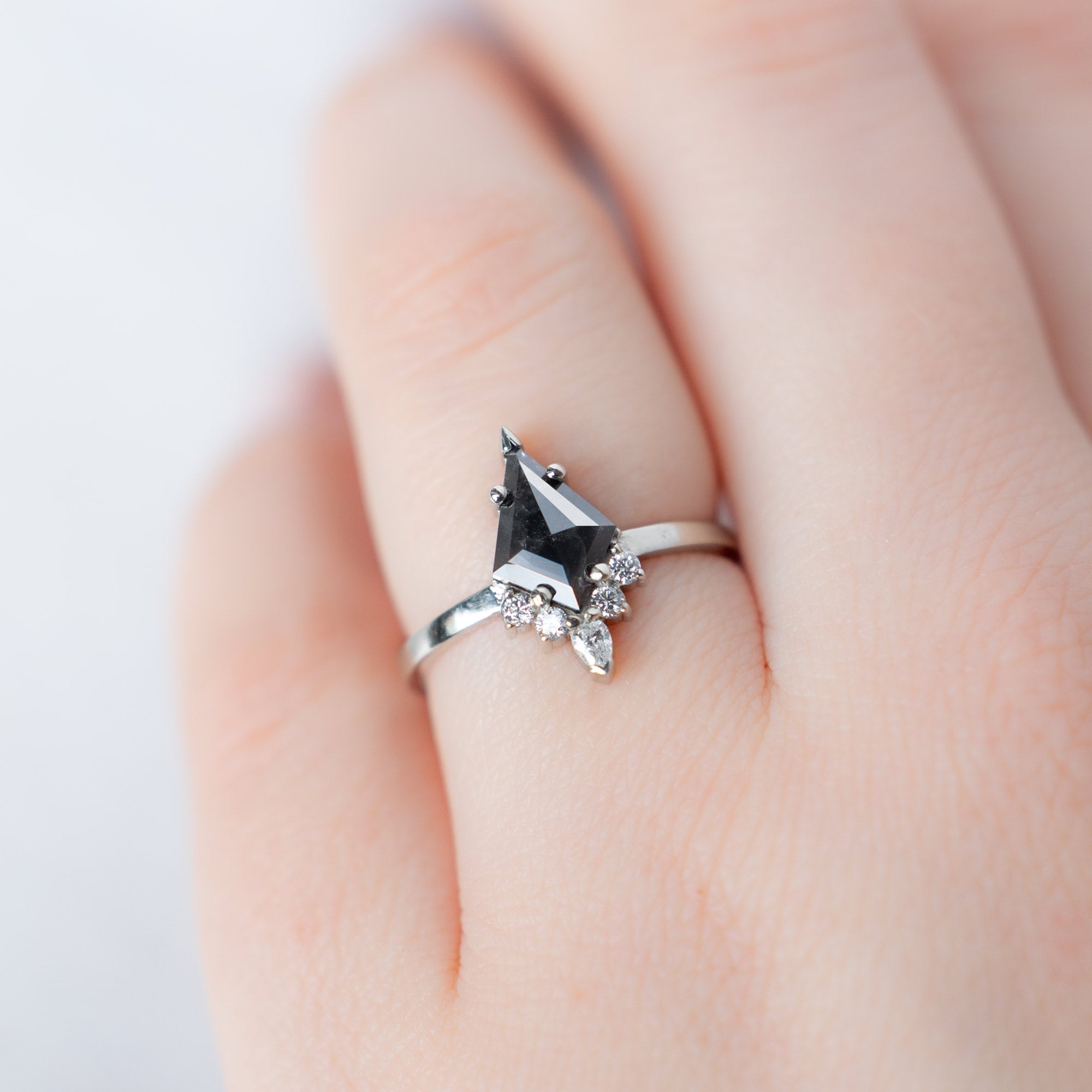 Alexis Russell  Engagement Rings The Aster Ring | 0.90ct Kite Black Diamond in 14K White Gold