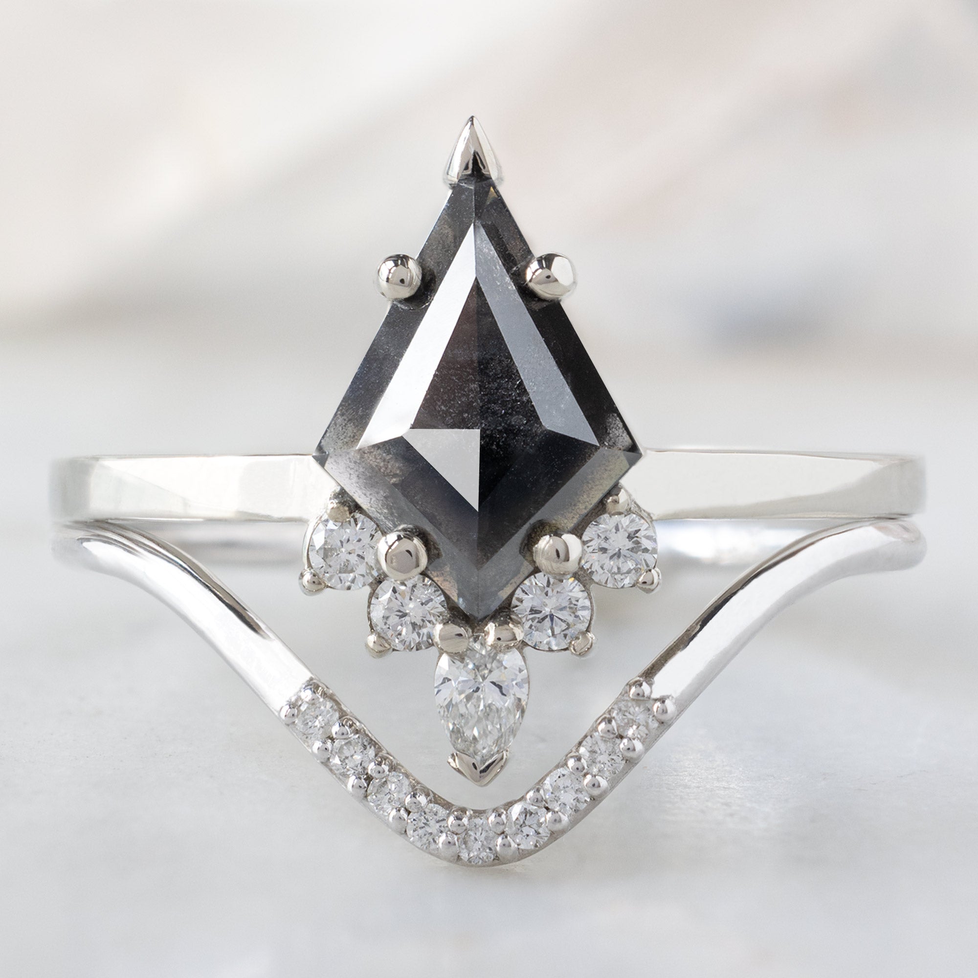 Alexis Russell  Engagement Rings The Aster Ring | 0.90ct Kite Black Diamond in 14K White Gold