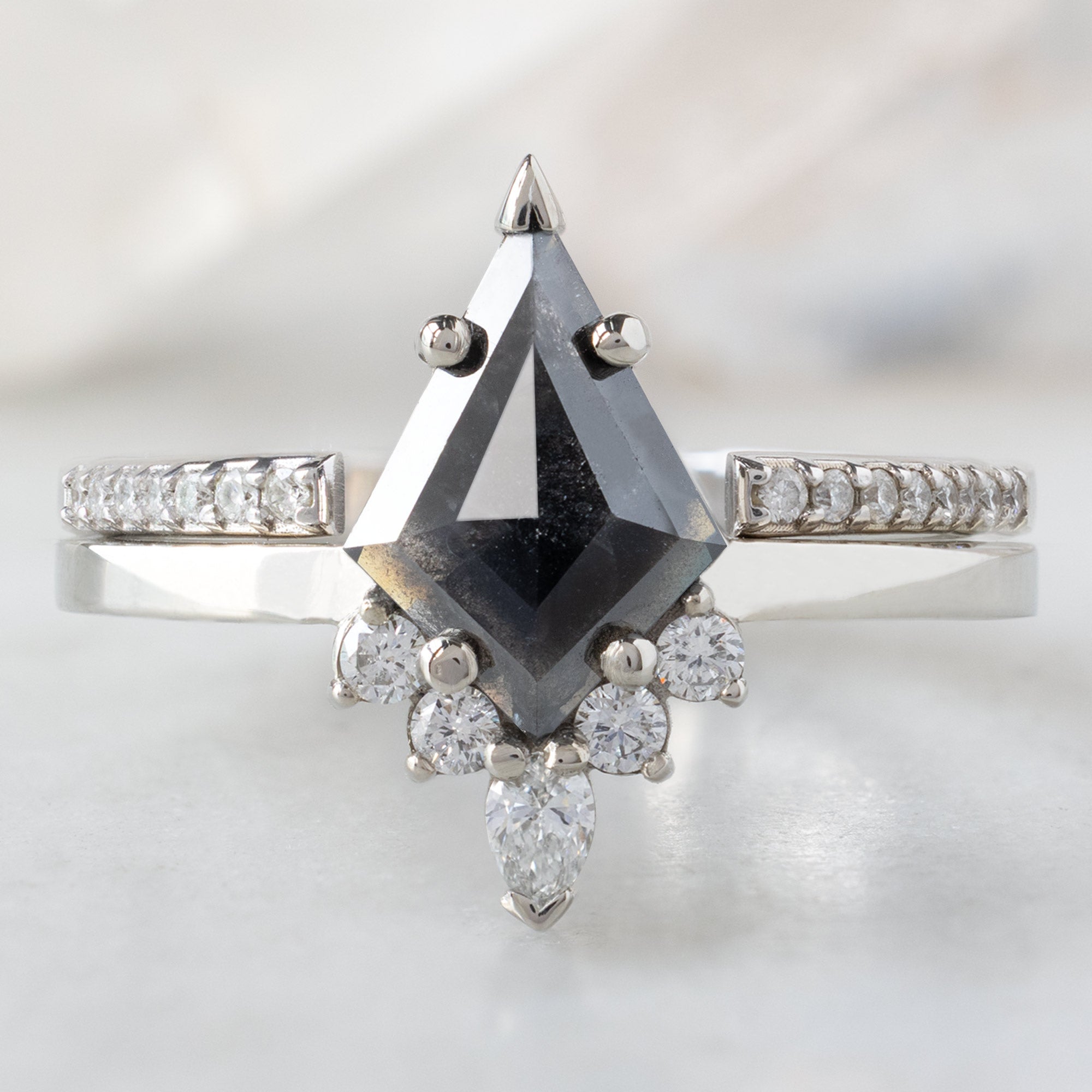Alexis Russell  Engagement Rings The Aster Ring | 0.90ct Kite Black Diamond in 14K White Gold