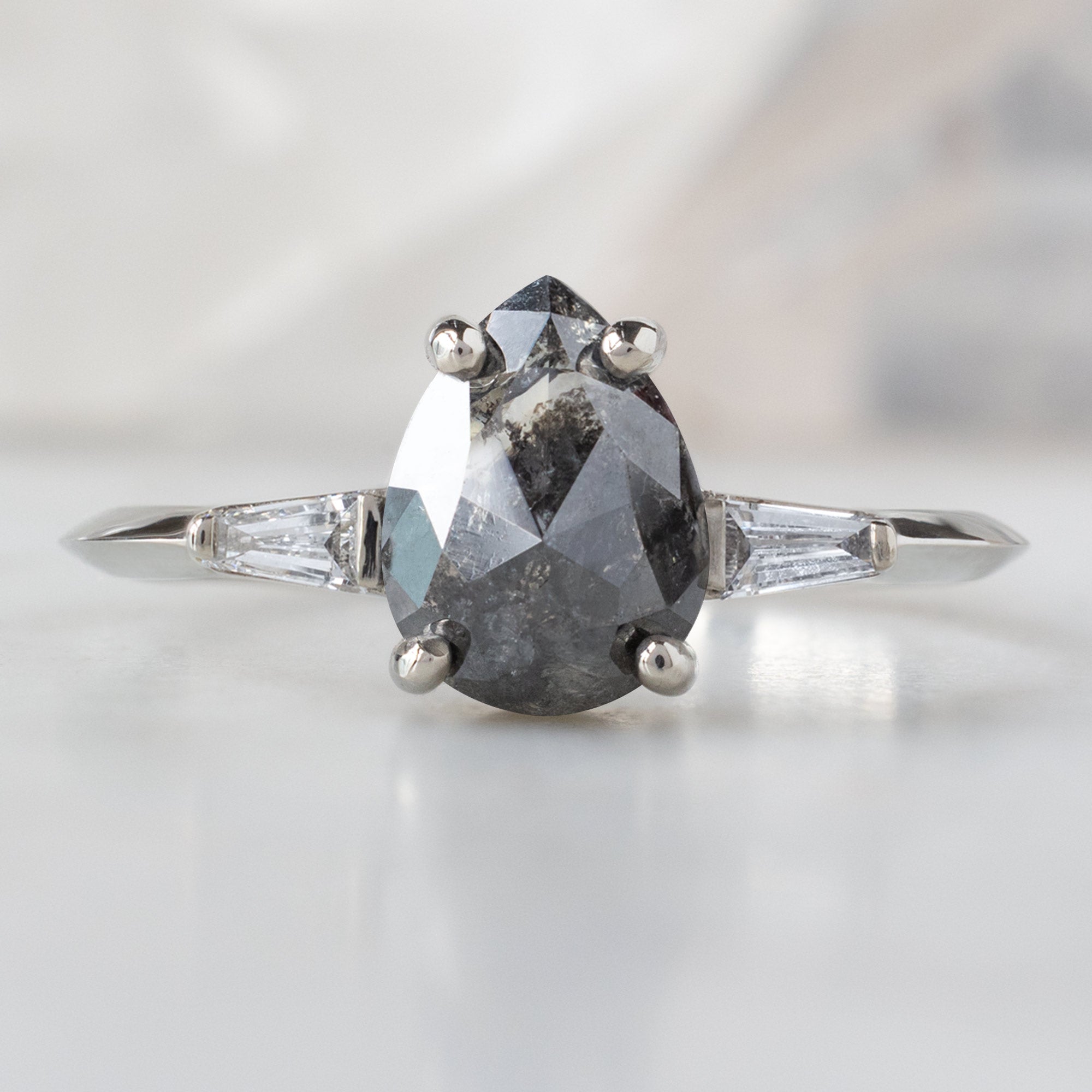 Alexis Russell  Engagement Rings The Ash Ring | 1.24ct Pear Black Diamond in 14K White Gold