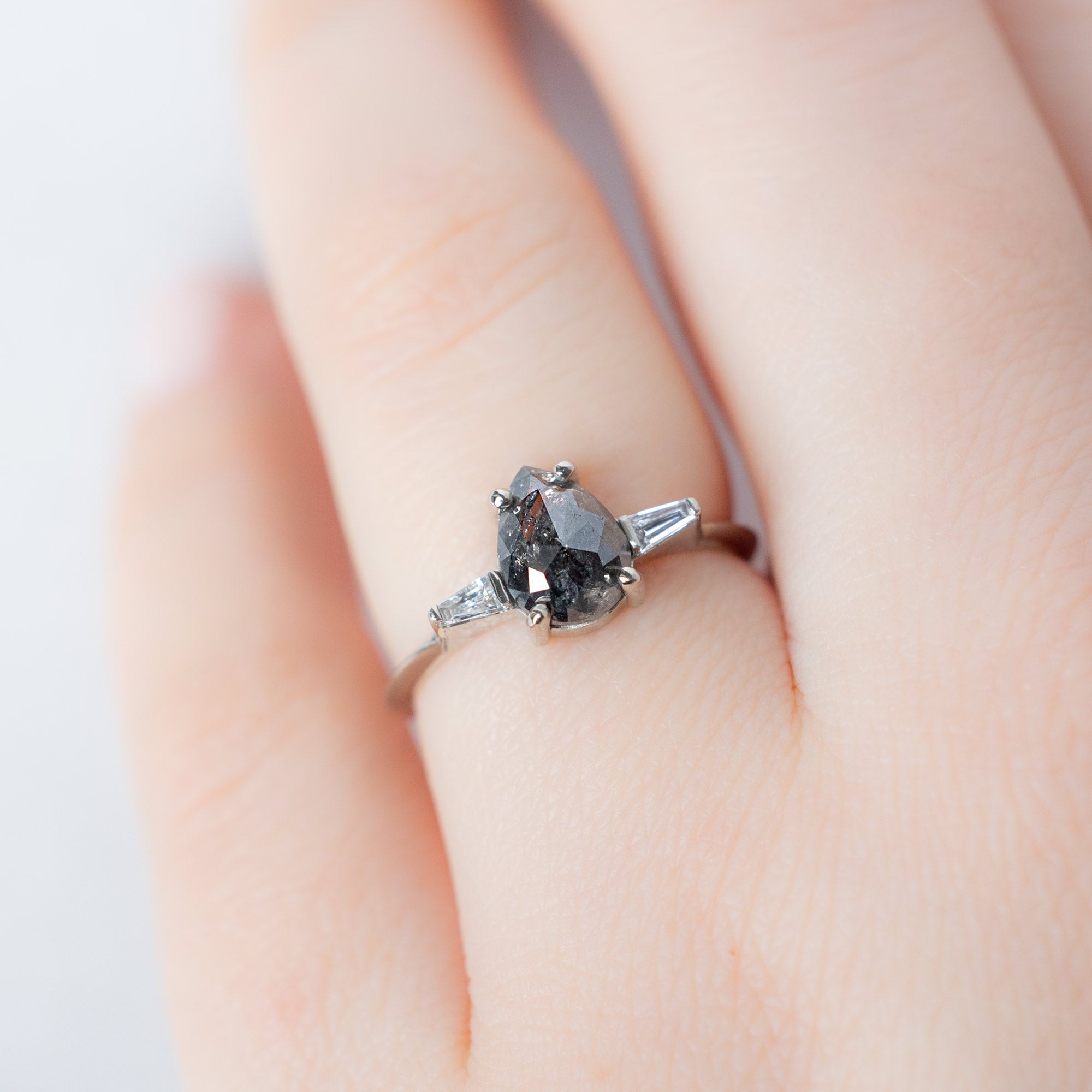 Alexis Russell  Engagement Rings The Ash Ring | 1.24ct Pear Black Diamond in 14K White Gold