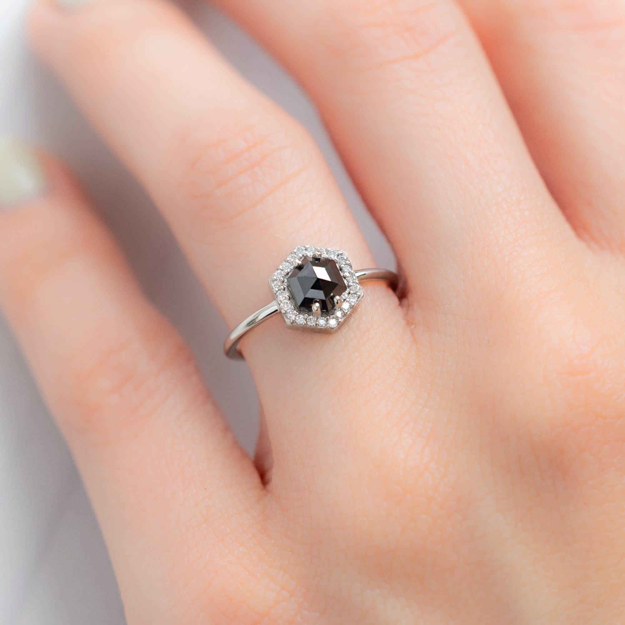 Alexis Russell  Engagement Rings The Dahlia Ring | Build Your Own Hexagon Black Diamond Engagement Ring