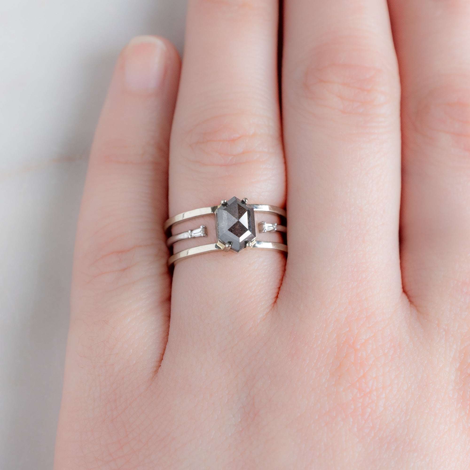 Alexis Russell  Engagement Rings The Poppy Ring | Build Your Own Hexagon Black Diamond Engagement Ring