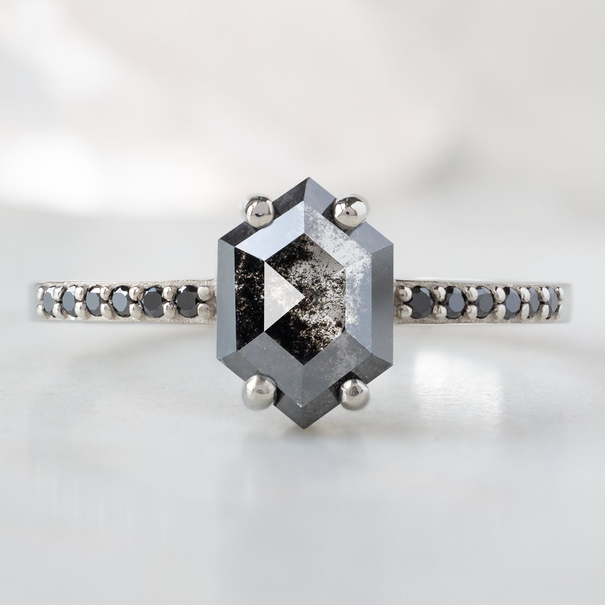 Alexis Russell  Engagement Rings The Willow Ring | 0.89ct Hexagon Salt and Pepper Diamond in 14K White Gold