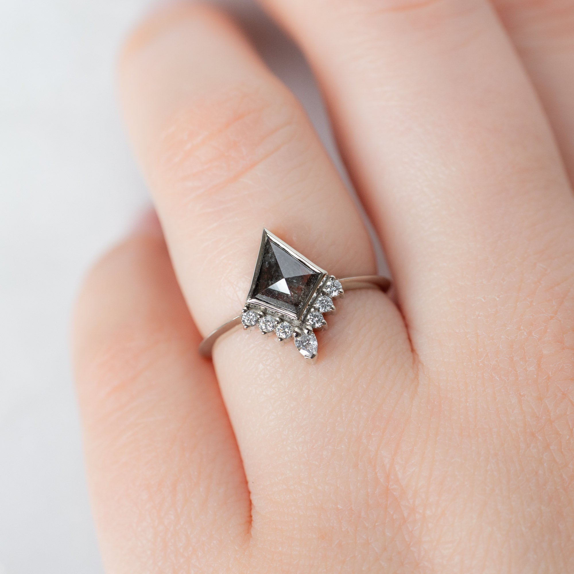 Alexis Russell  Engagement Rings The Aster Ring | 0.92ct Kite Black Diamond in 14K White Gold