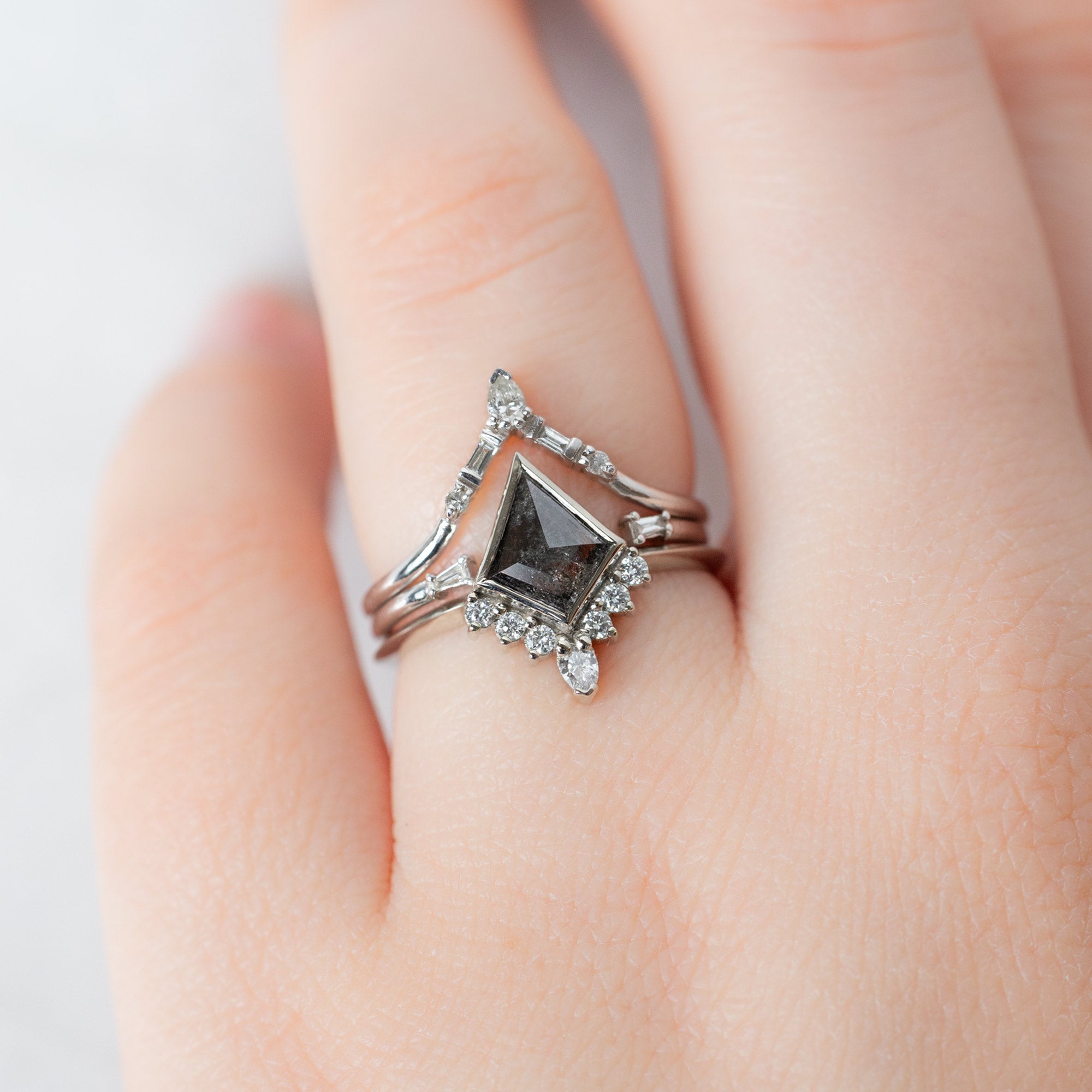 Alexis Russell  Engagement Rings The Aster Ring | 0.92ct Kite Black Diamond in 14K White Gold