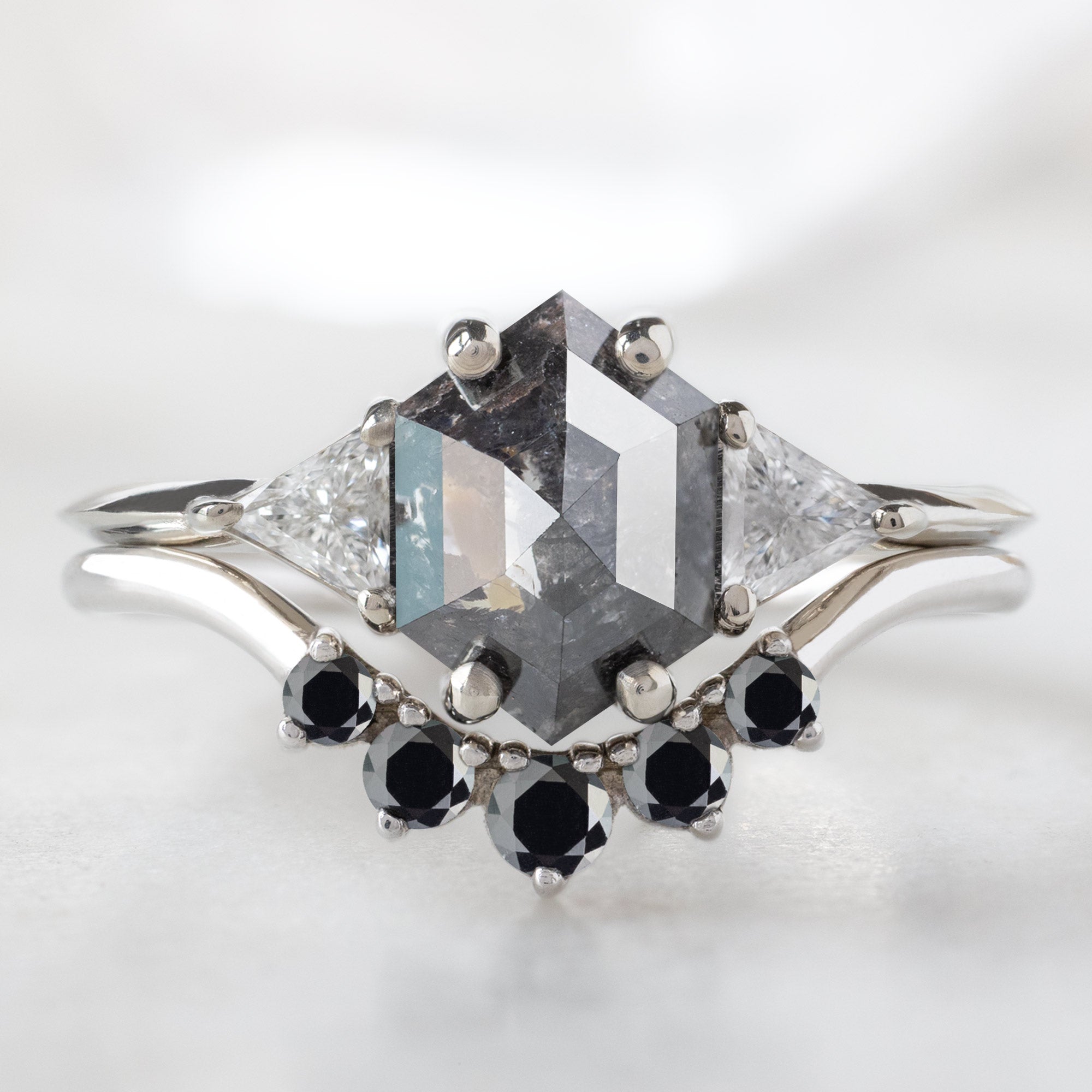 Alexis Russell  Engagement Rings The Jade Ring | 1.17ct Hexagon Salt and Pepper Diamond in 14K White Gold