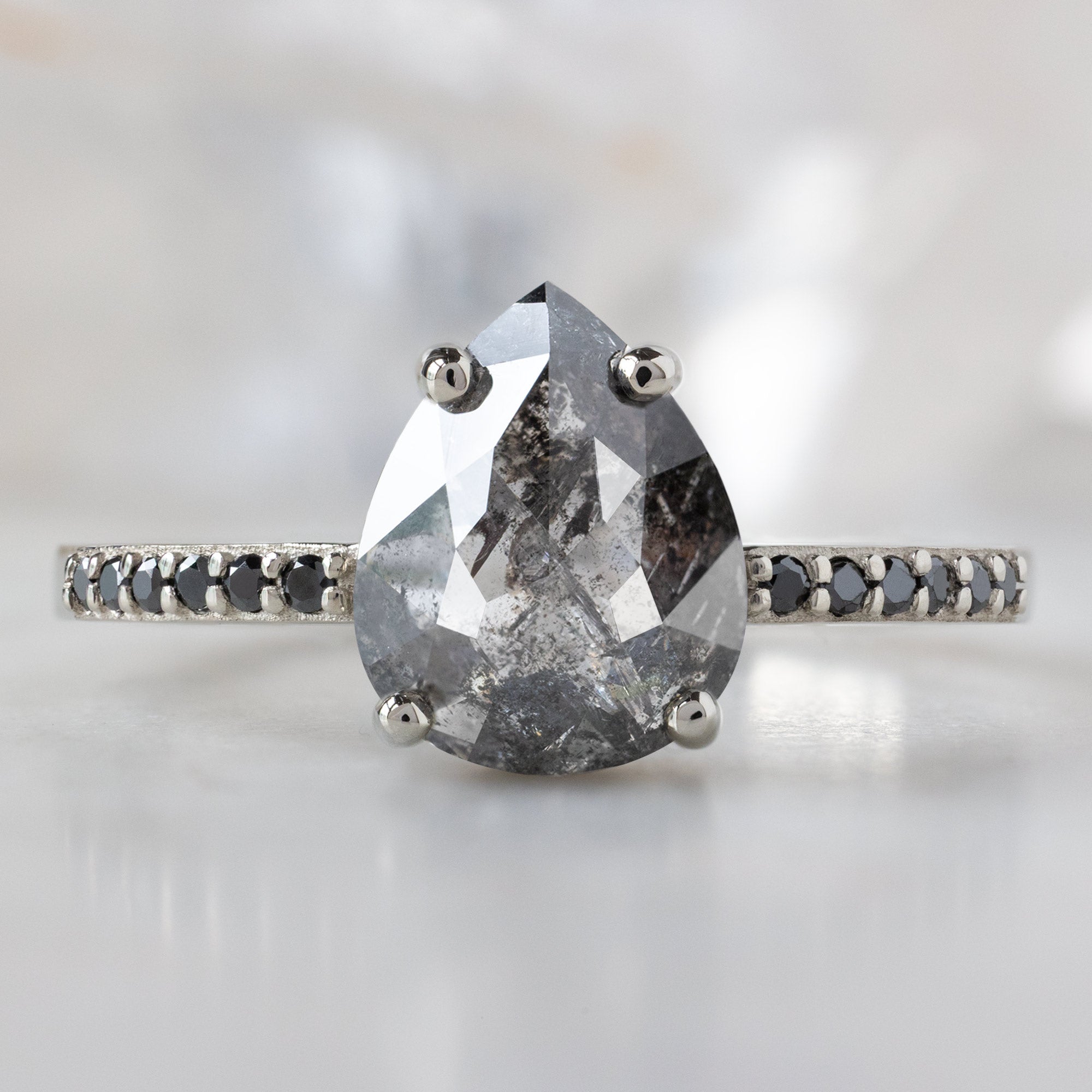 Alexis Russell  Engagement Rings The Willow Ring | 1.54ct Pear Salt and Pepper Diamond in 14K White Gold