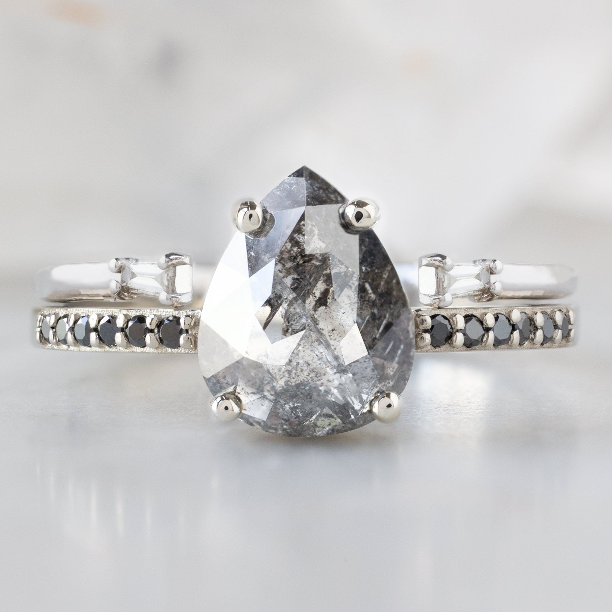 Alexis Russell  Engagement Rings The Willow Ring | 1.54ct Pear Salt and Pepper Diamond in 14K White Gold