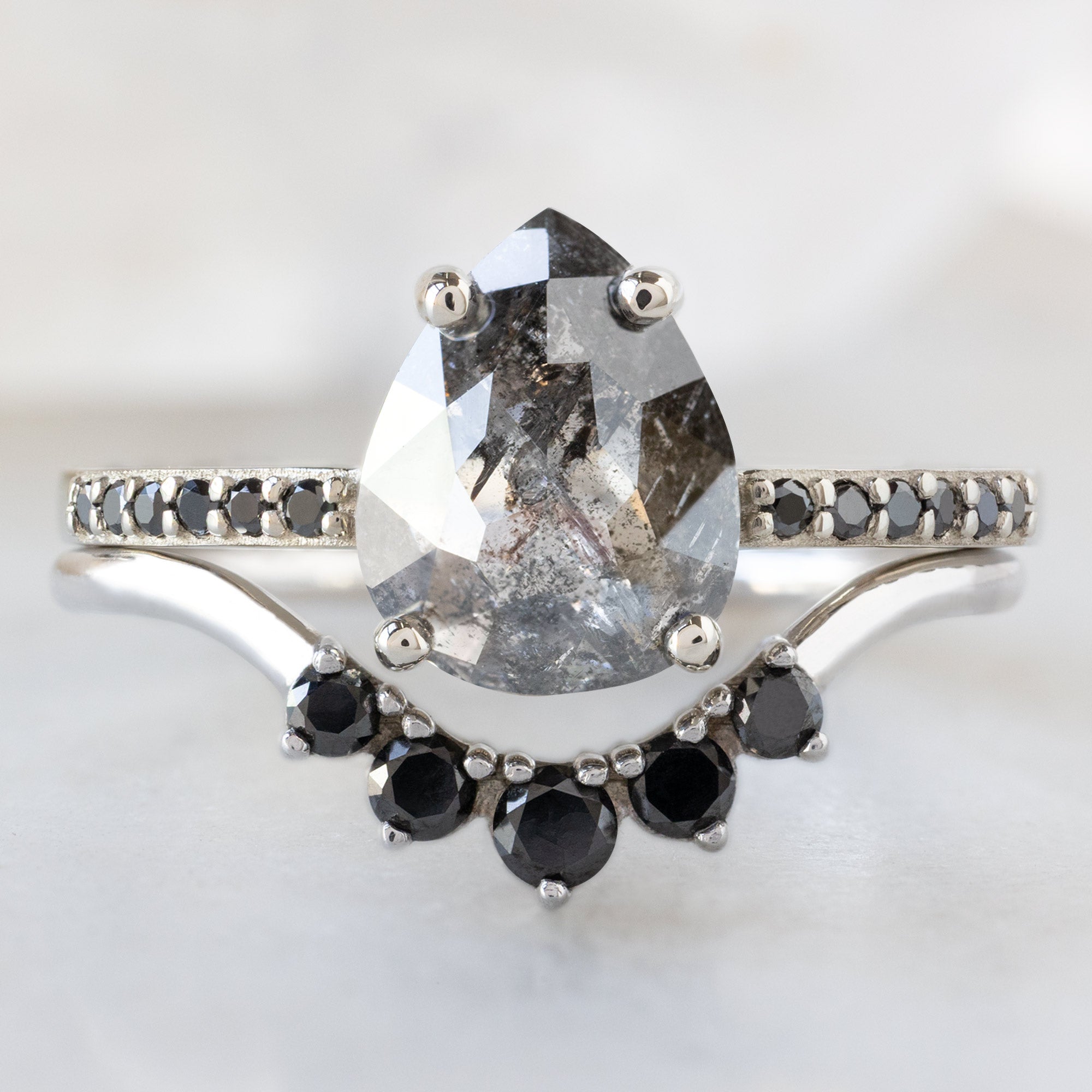 Alexis Russell  Engagement Rings The Willow Ring | 1.54ct Pear Salt and Pepper Diamond in 14K White Gold