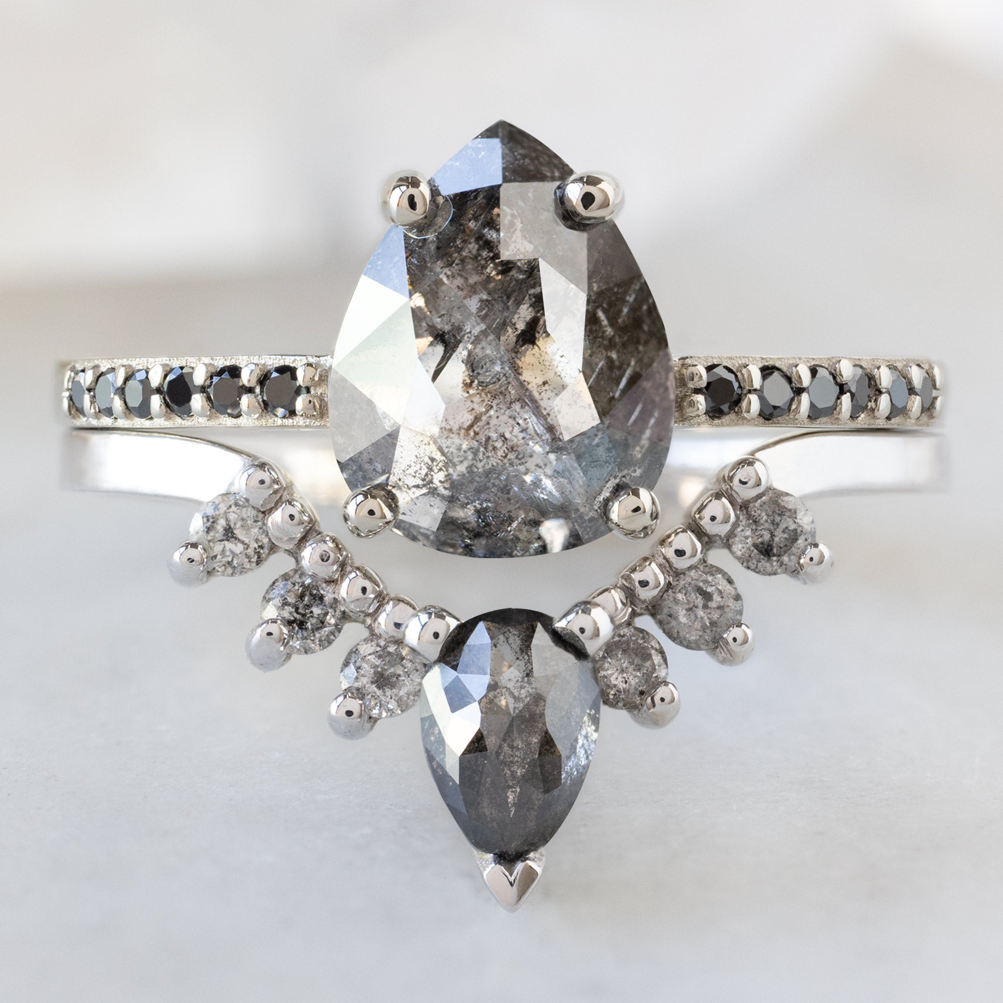 Alexis Russell  Engagement Rings The Willow Ring | 1.54ct Pear Salt and Pepper Diamond in 14K White Gold