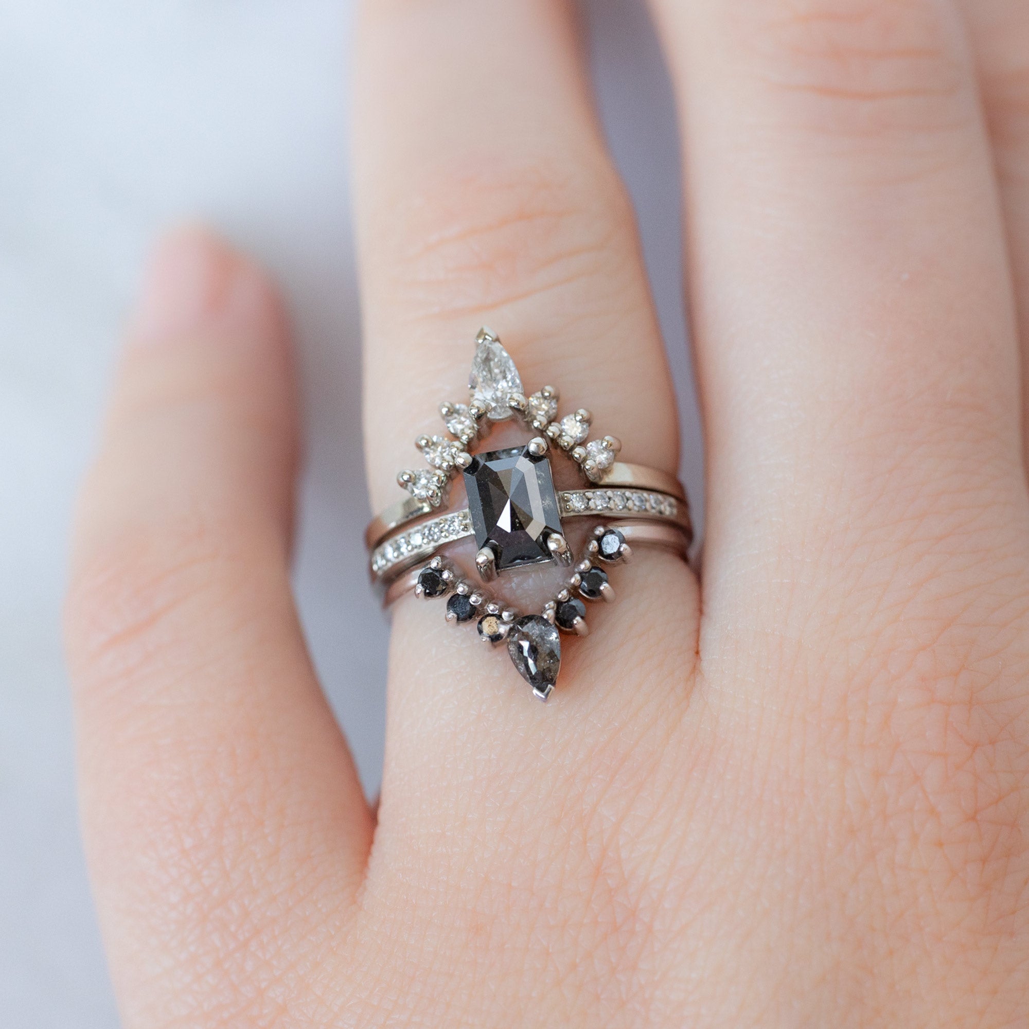Alexis Russell  Engagement Rings The Willow Ring | 1.05ct Emerald Cut Black Diamond in 14K White Gold