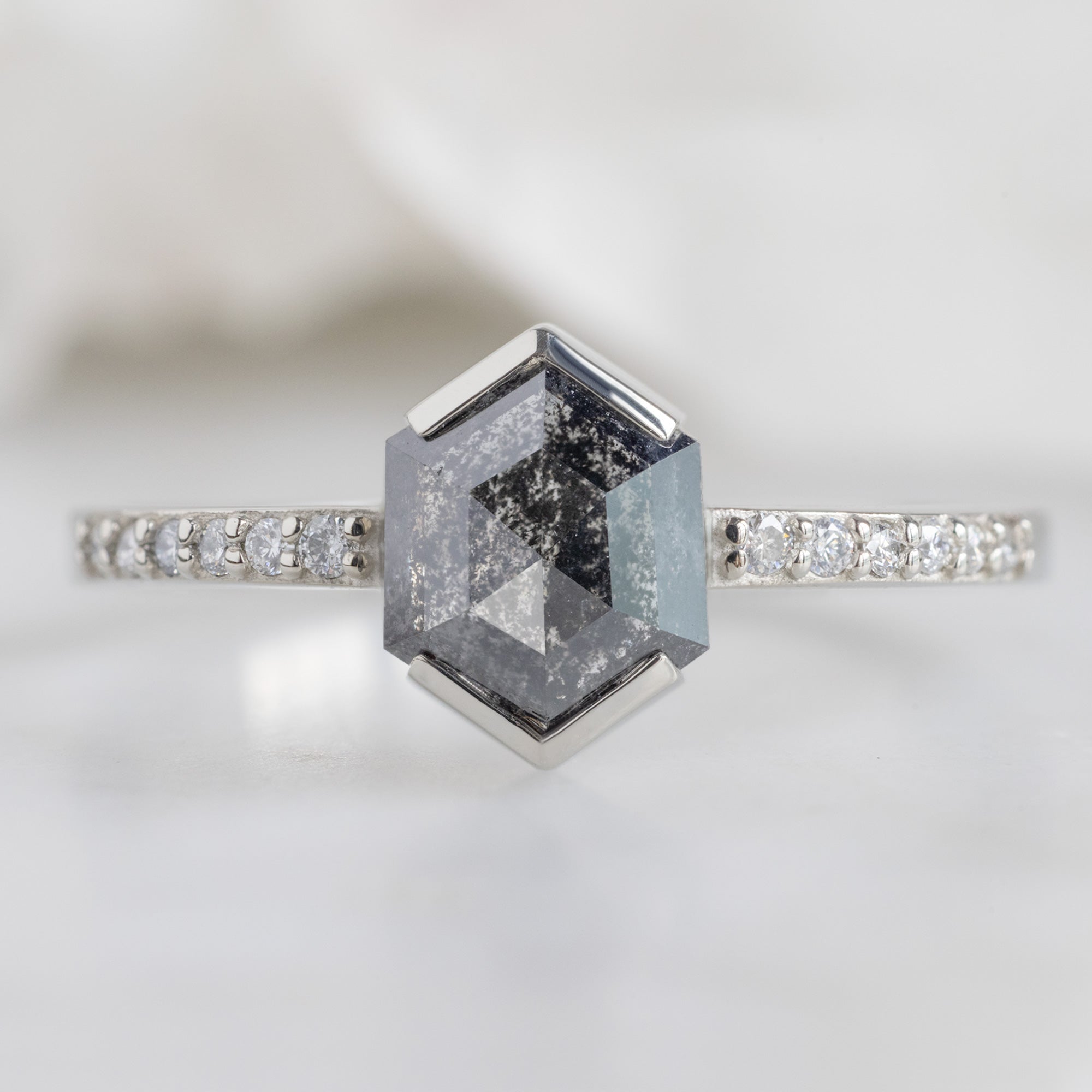 Alexis Russell  Engagement Rings The Willow Ring | 1.05ct Hexagon Black Diamond in 14K White Gold