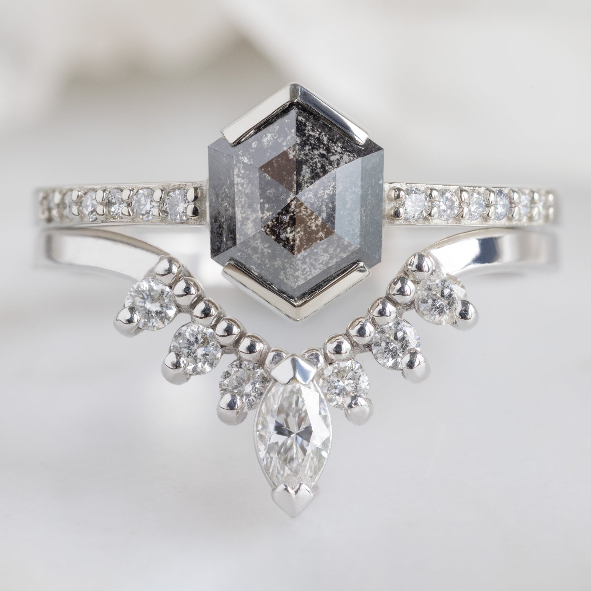 Alexis Russell  Engagement Rings The Willow Ring | 1.05ct Hexagon Black Diamond in 14K White Gold