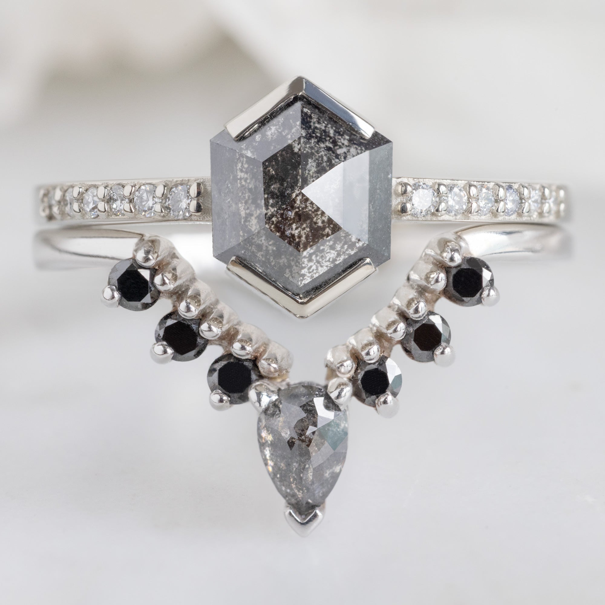 Alexis Russell  Engagement Rings The Willow Ring | 1.05ct Hexagon Black Diamond in 14K White Gold
