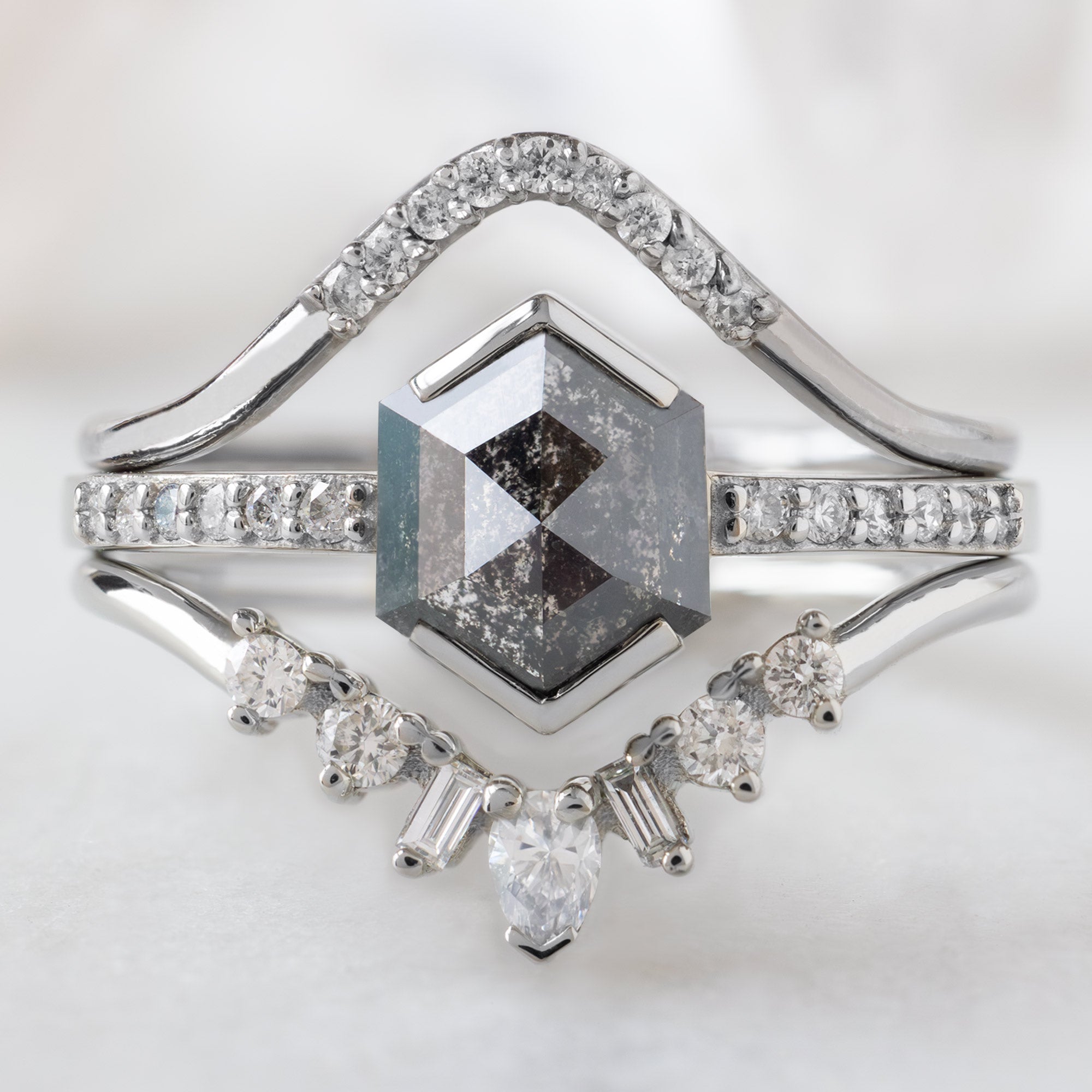 Alexis Russell  Engagement Rings The Willow Ring | 1.05ct Hexagon Black Diamond in 14K White Gold