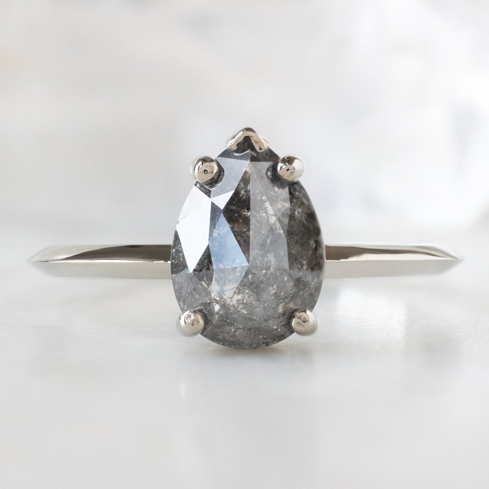 Alexis Russell  Engagement Rings The Sage Ring | 1.65ct Pear Salt and Pepper Diamond in 14K White Gold