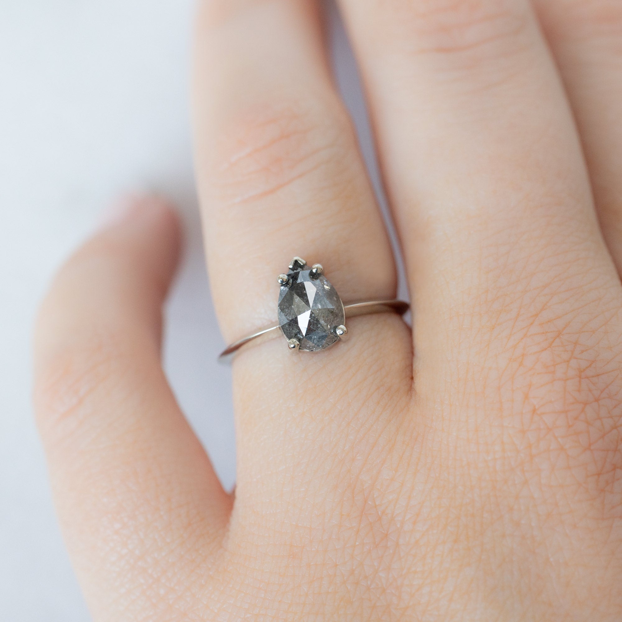 Alexis Russell  Engagement Rings The Sage Ring | 1.65ct Pear Salt and Pepper Diamond in 14K White Gold