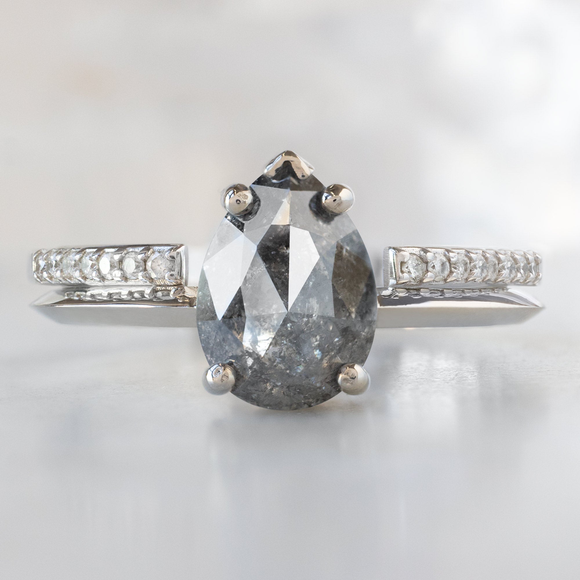 Alexis Russell  Engagement Rings The Sage Ring | 1.65ct Pear Salt and Pepper Diamond in 14K White Gold