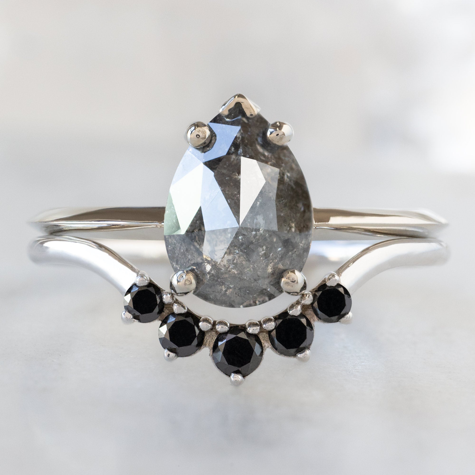 Alexis Russell  Engagement Rings The Sage Ring | 1.65ct Pear Salt and Pepper Diamond in 14K White Gold