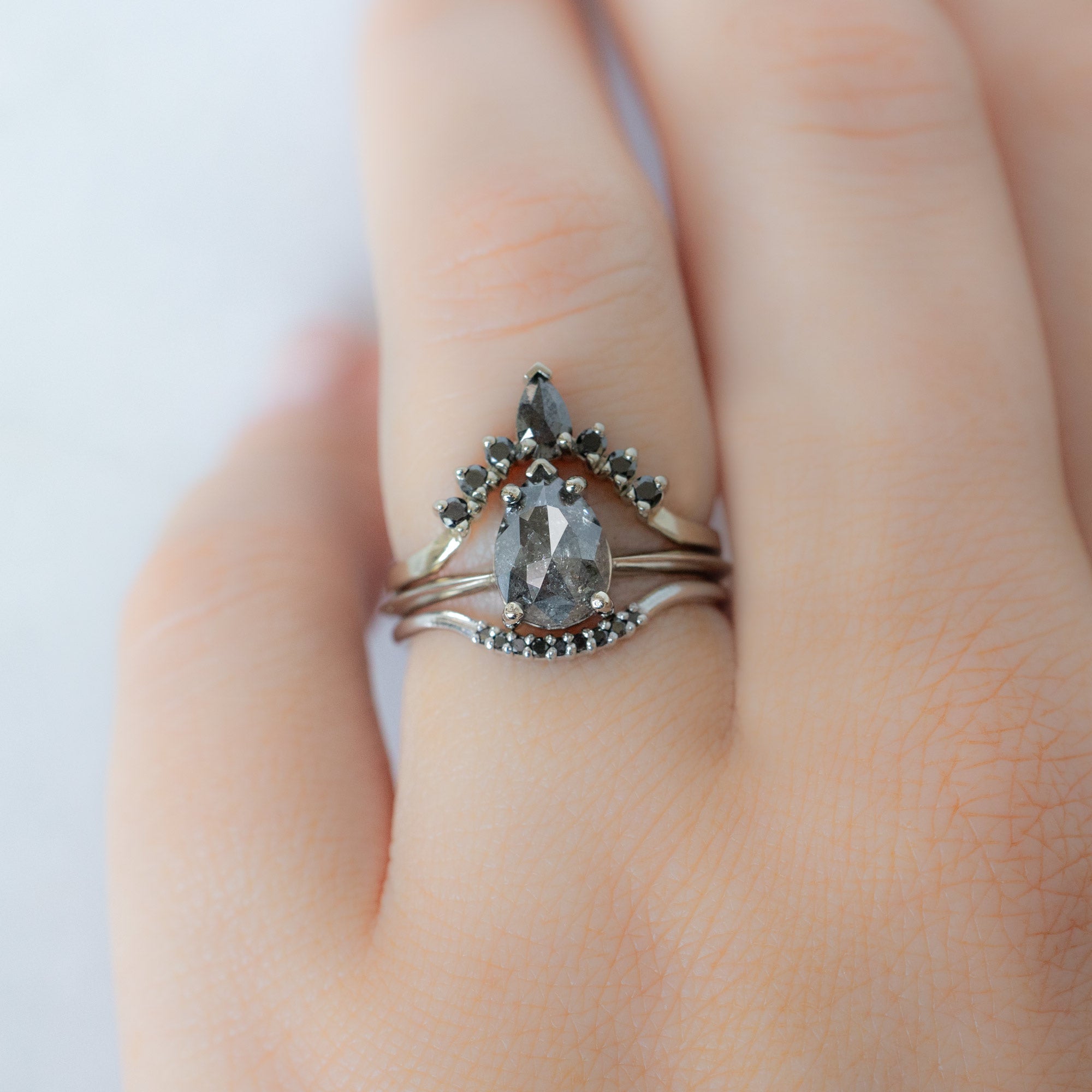 Alexis Russell  Engagement Rings The Sage Ring | 1.65ct Pear Salt and Pepper Diamond in 14K White Gold