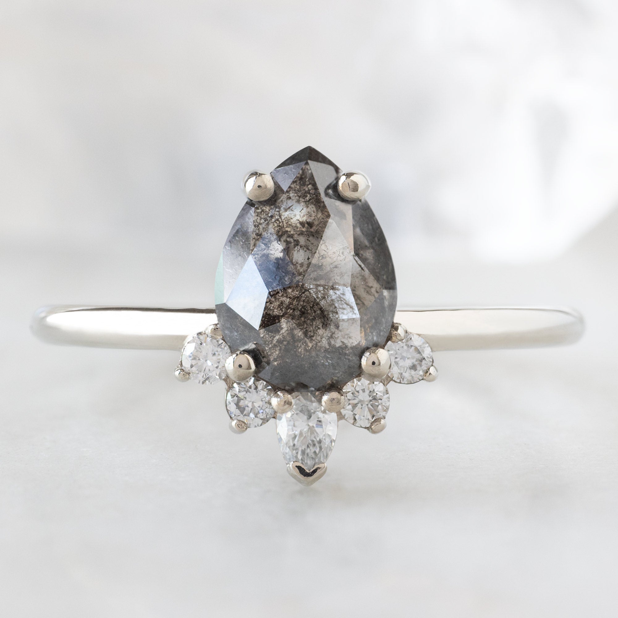 Alexis Russell  Engagement Rings The Aster Ring | 1.32ct Pear Black Diamond in 14K White Gold