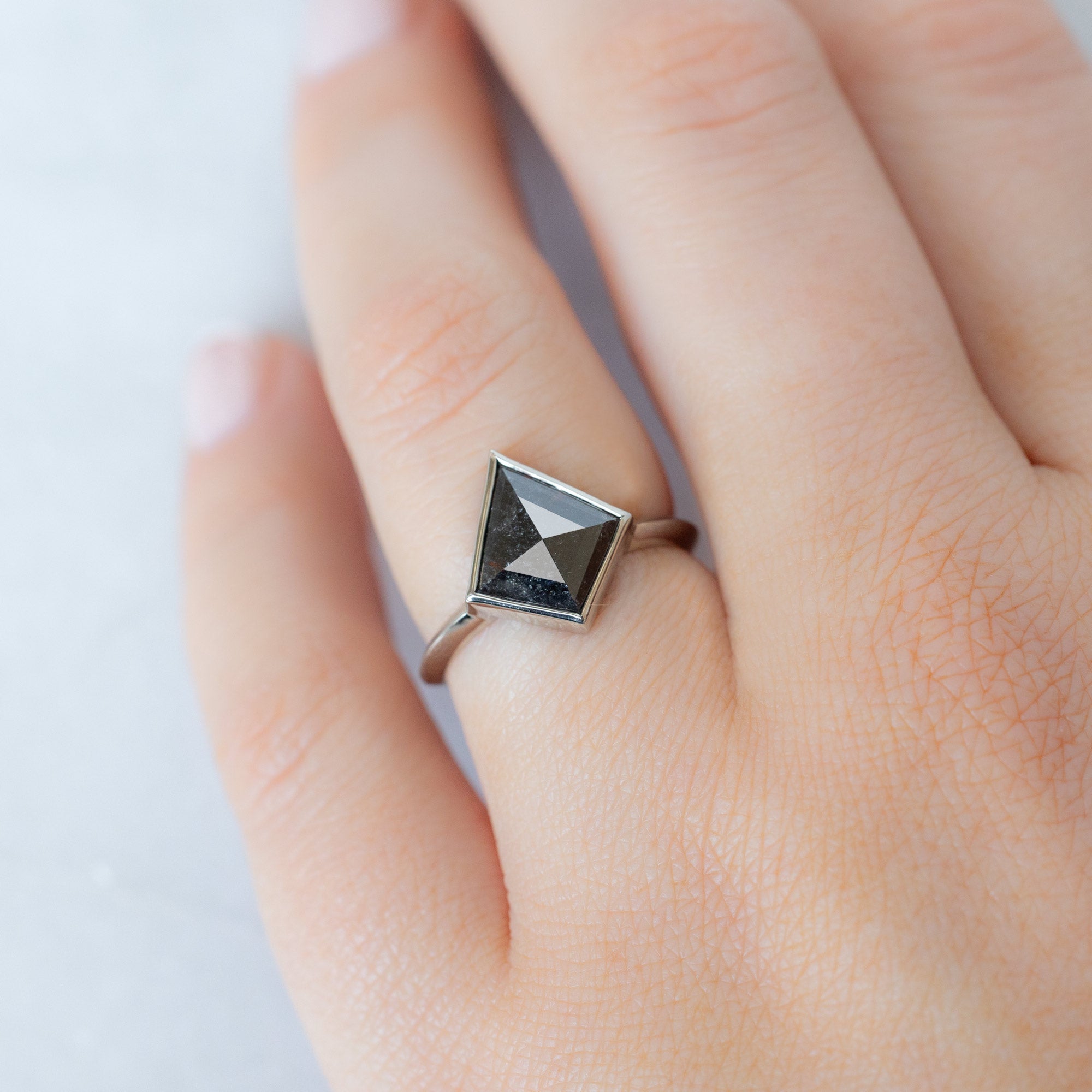 Alexis Russell  Engagement Rings The Hazel Ring | 1.97ct Kite Black Diamond in 14K White Gold